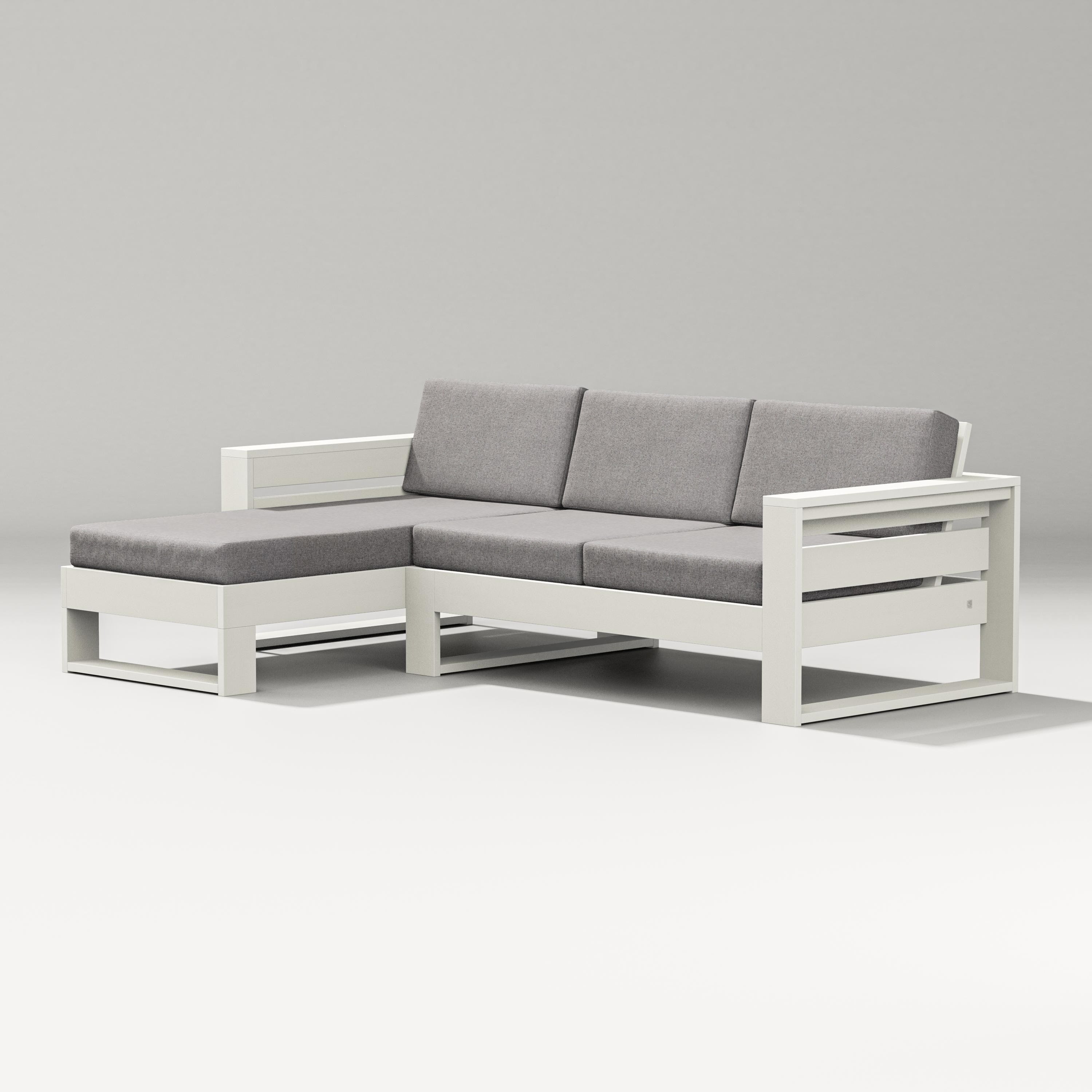 PW Designer Series Latitude Left Chaise Sectional in Vintage White / Grey Mist