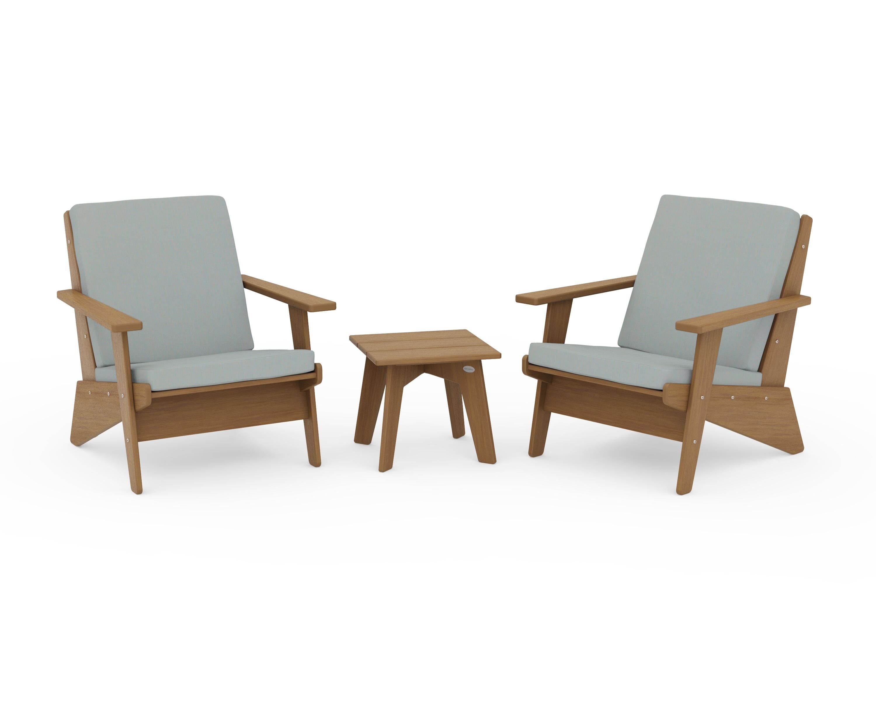 POLYWOOD Riviera Modern Lounge 3-Piece Set in Natural / Spa