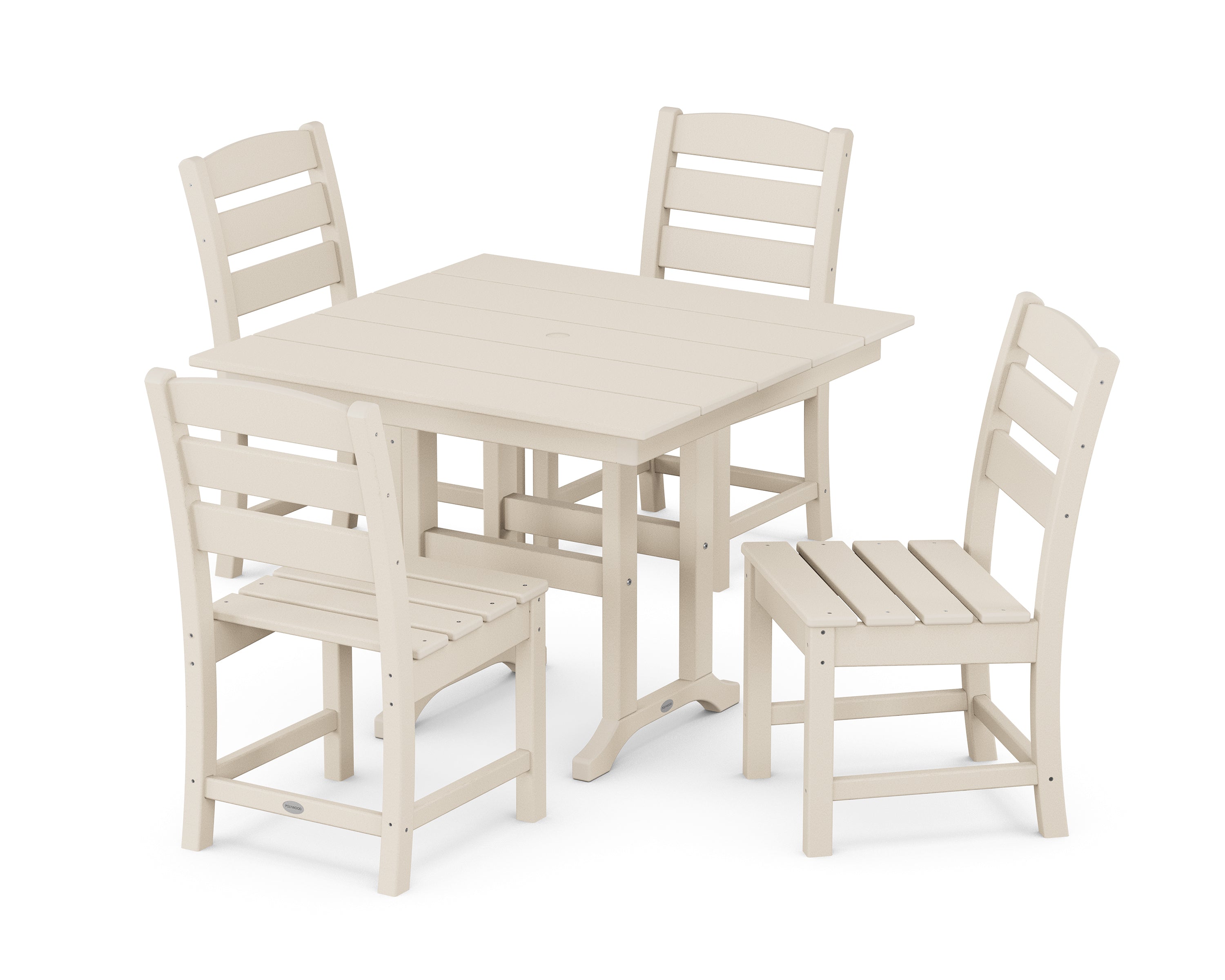 POLYWOOD Lakeside Side Chair 5-Piece Farmhouse Dining Set in Sand