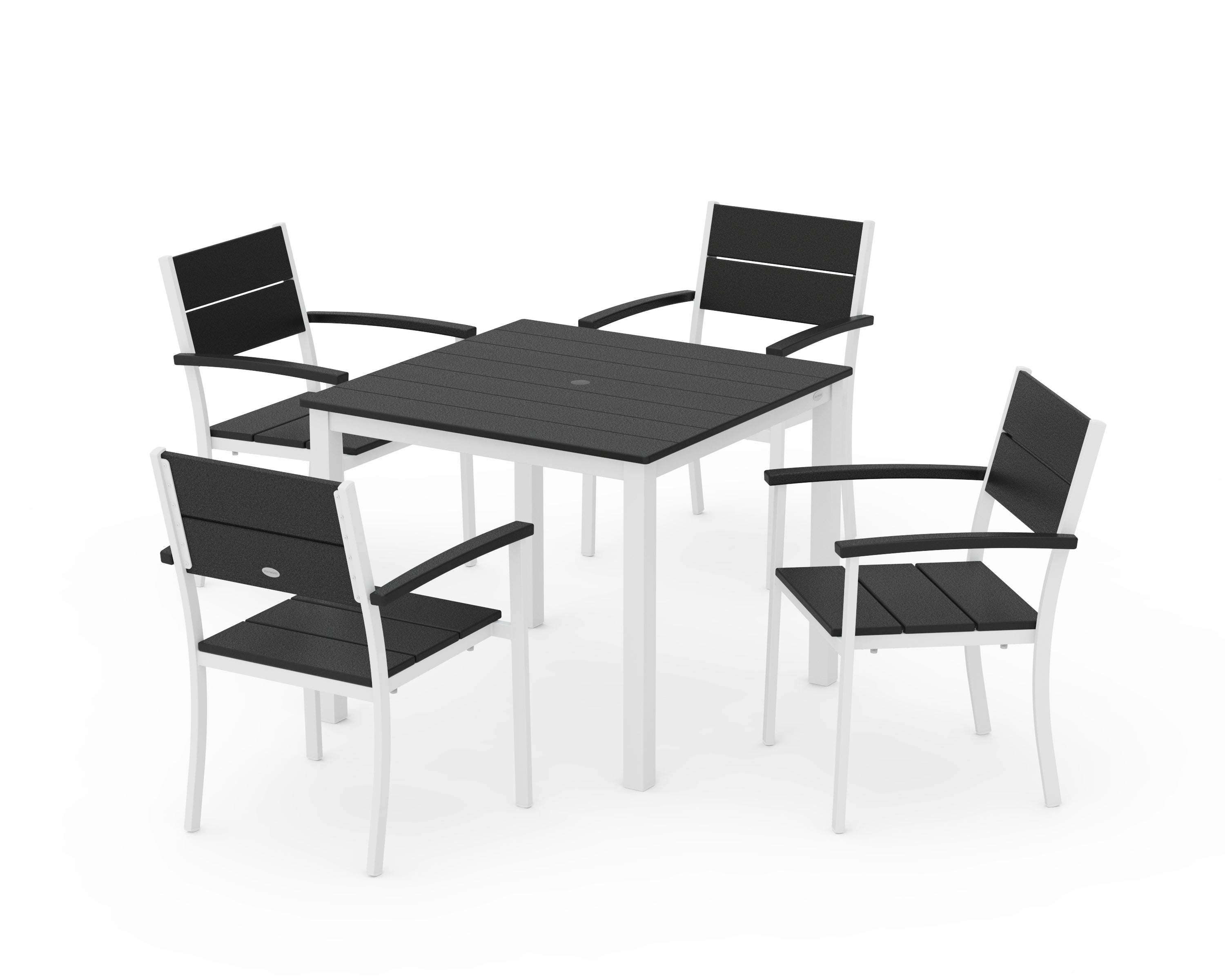 POLYWOOD Main Street 5-Piece Dining Set in White / Black