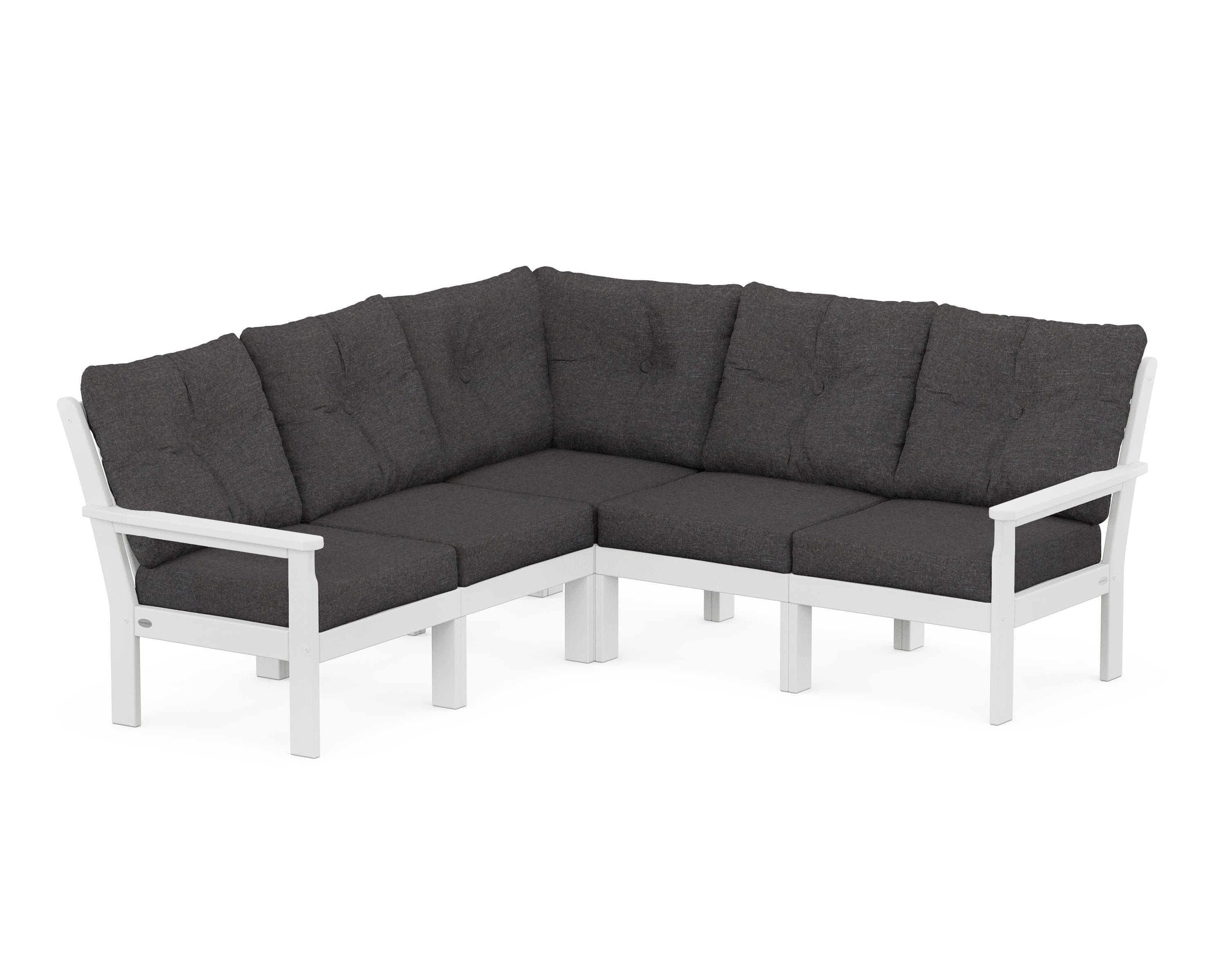 POLYWOOD Vineyard 5-Piece Sectional in White / Ash Charcoal