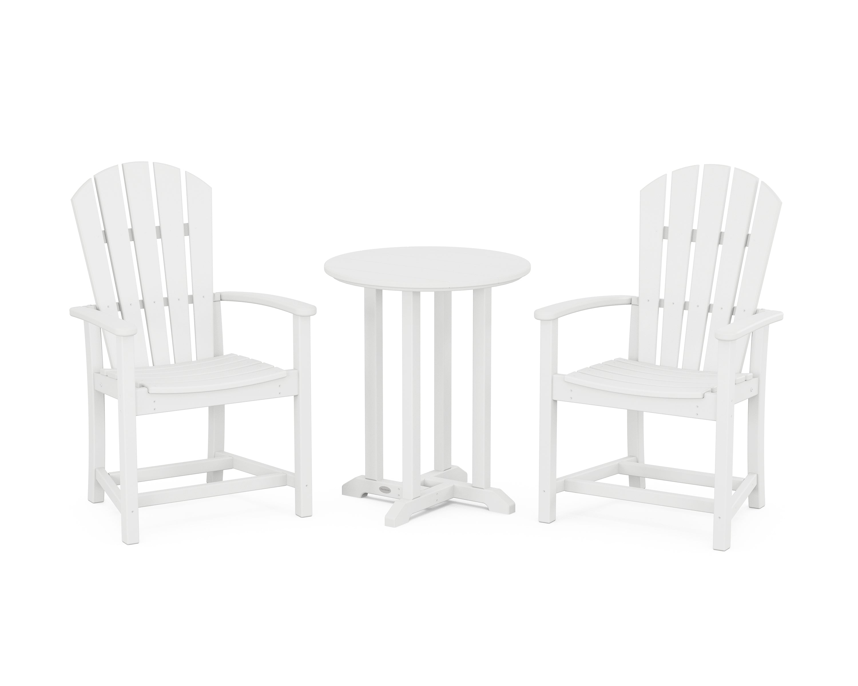POLYWOOD Palm Coast 3-Piece Round Farmhouse Bistro Dining Set in White