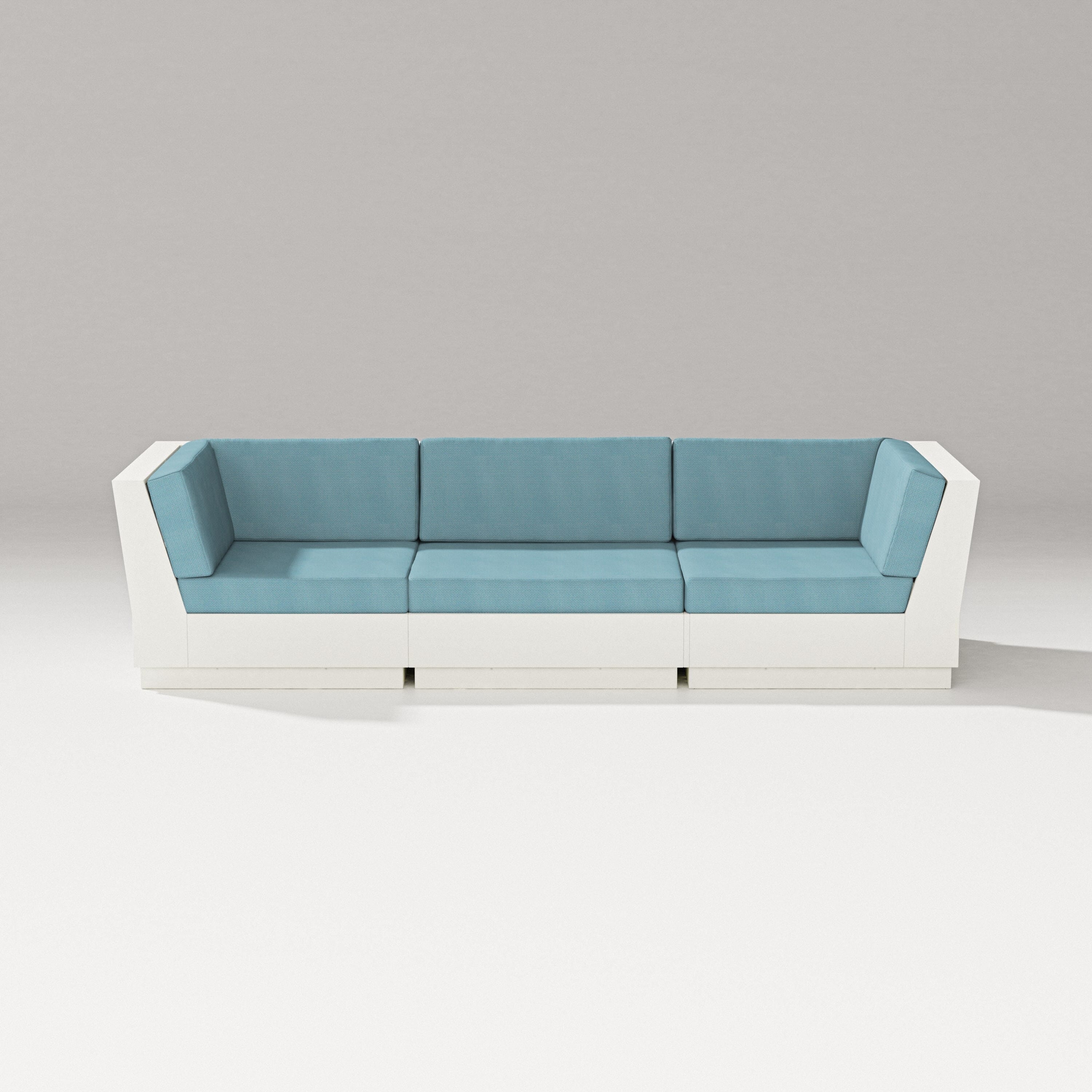 PW Designer Series Elevate Sofa Sectional in Vintage White / Lattice Sky Blue