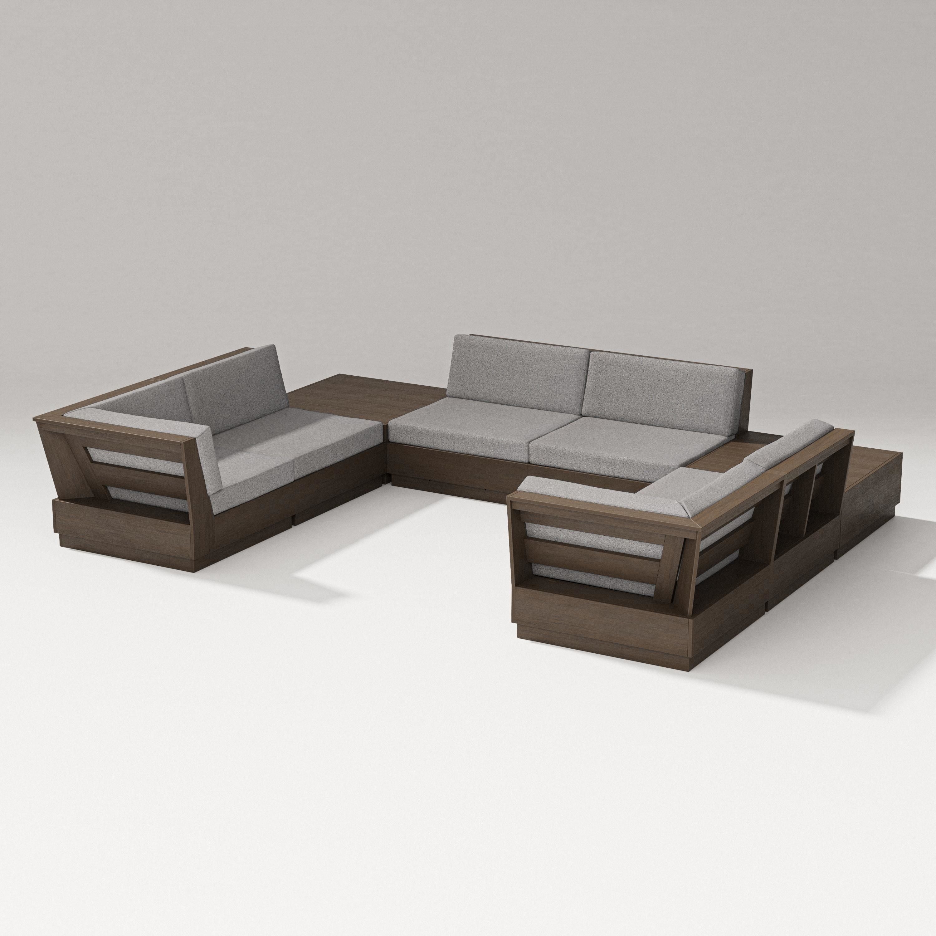 PW Designer Series Elevate 8-Piece U-Shaped Sectional in Kona / Grey Mist