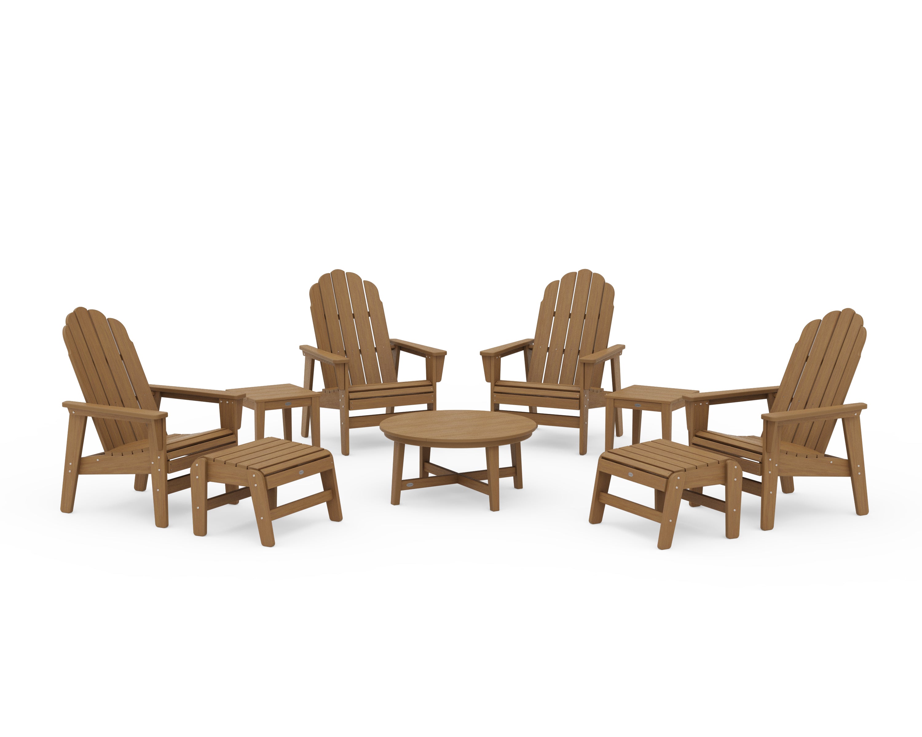 POLYWOOD Vineyard Grand Upright Adirondack 9-Piece Conversation Set in Natural