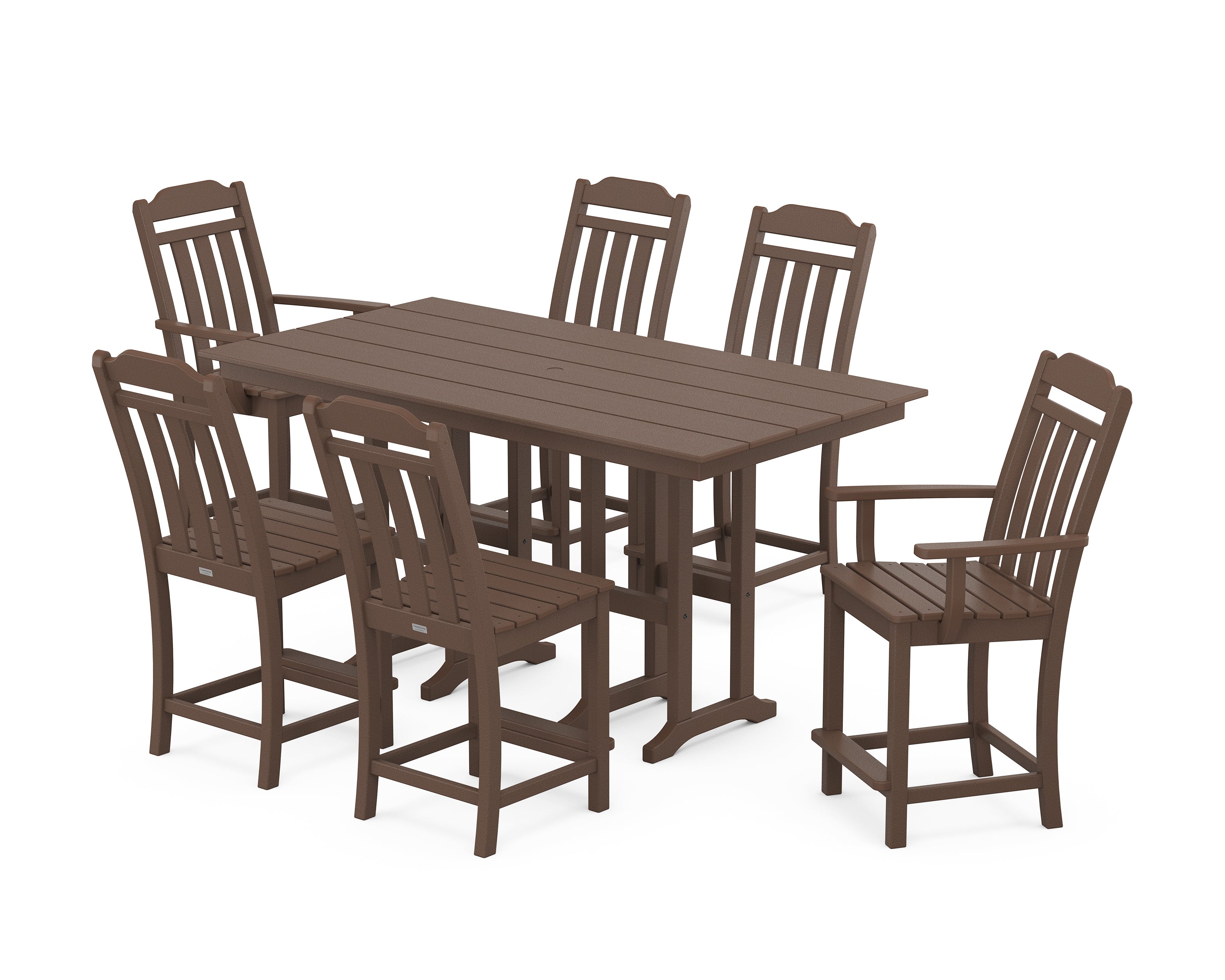 POLYWOOD Country Living 7-Piece Farmhouse Counter Set in Mahogany