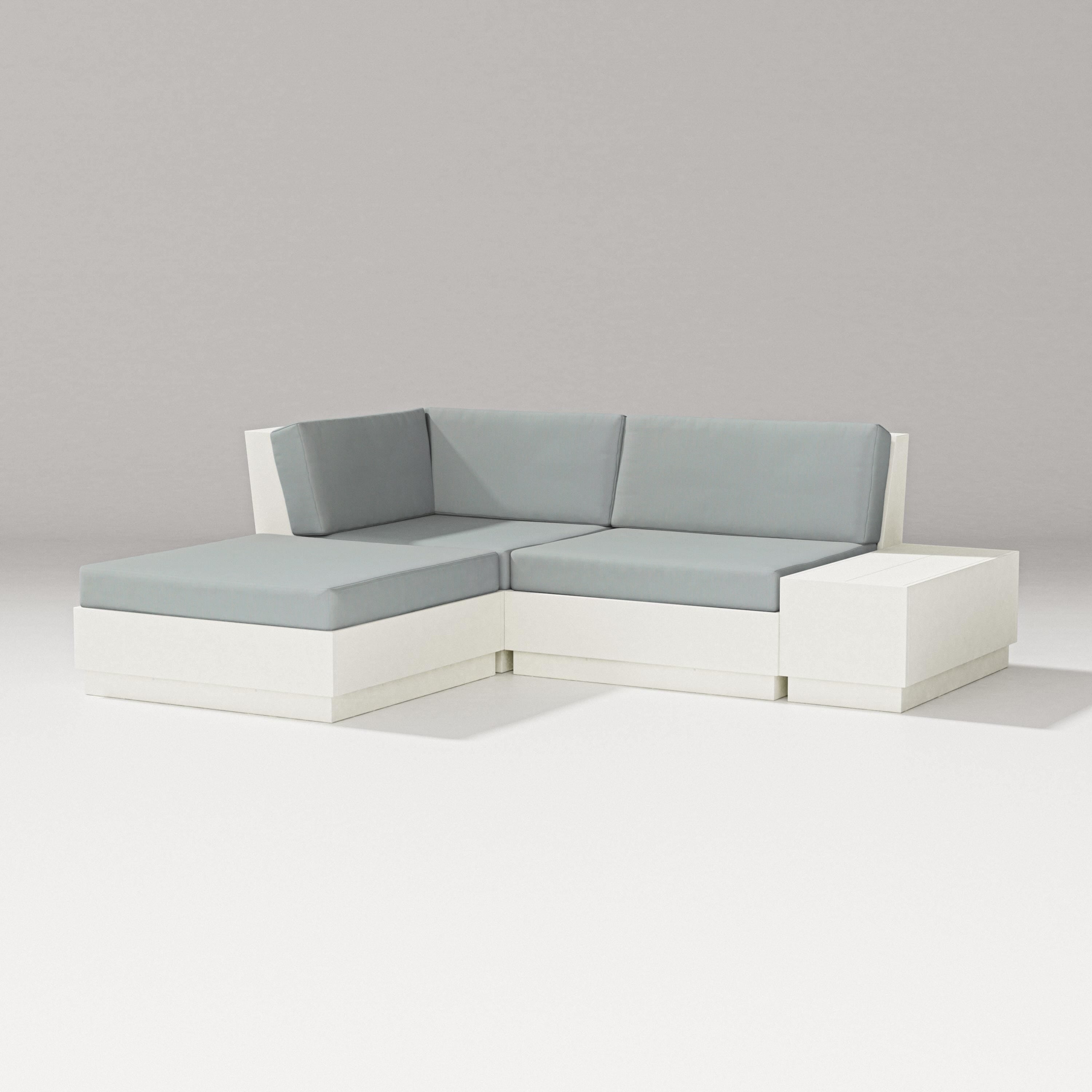PW Designer Series Elevate Loveseat Sectional with Chaise in Vintage White / Spa