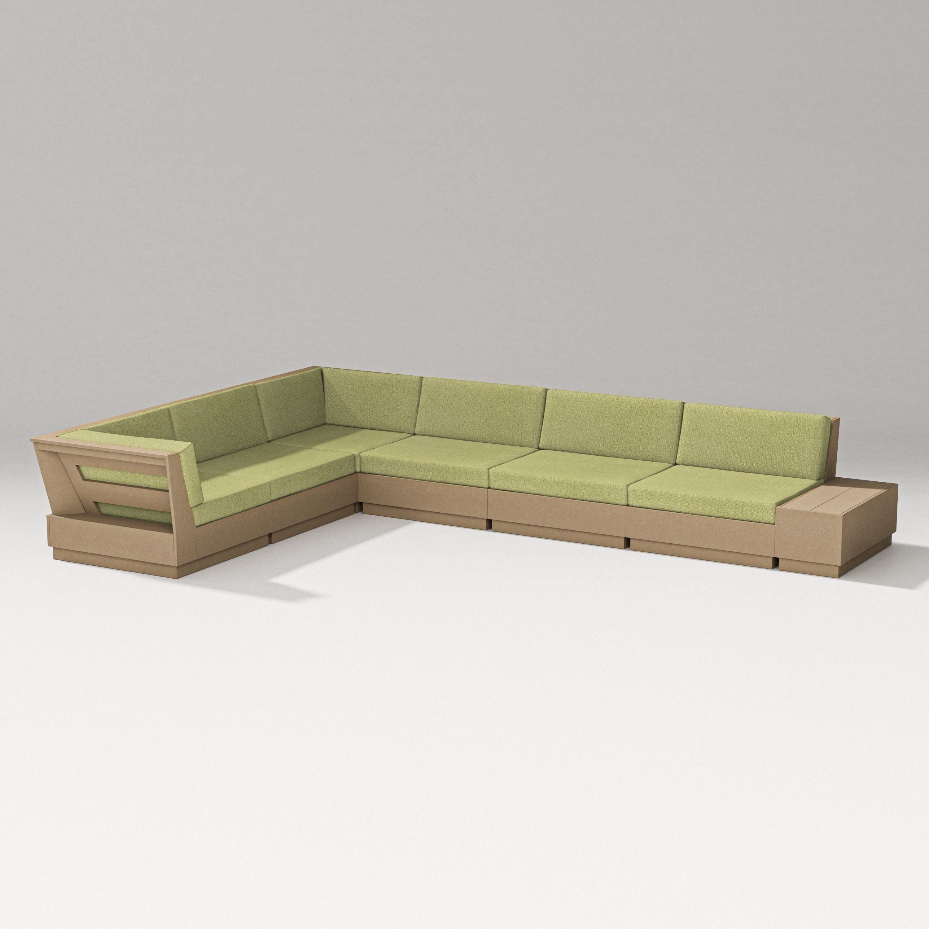 PW Designer Series Elevate 7-Piece Corner Sectional in Vintage Sahara / Chartreuse Boucle