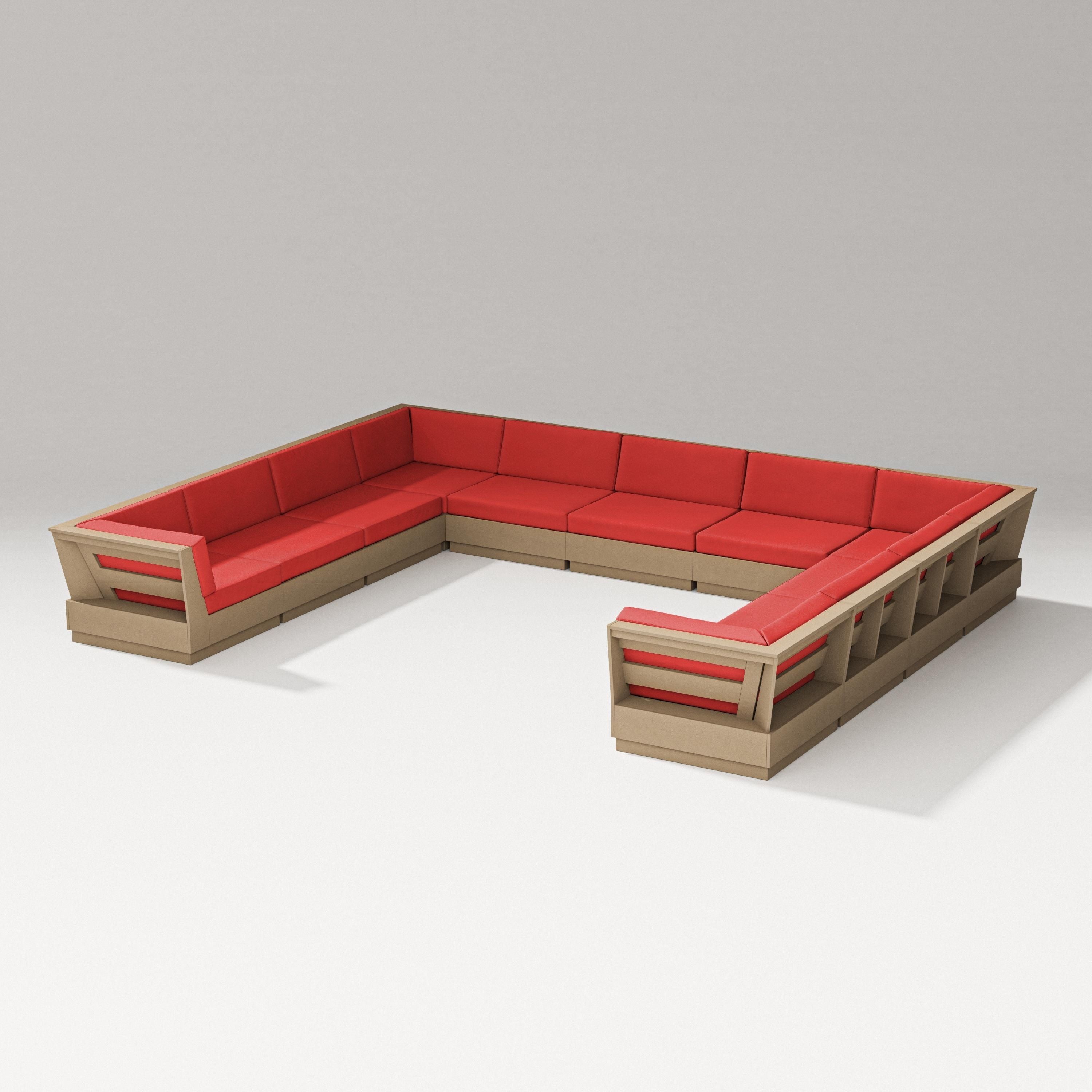 PW Designer Series Elevate Large U-Shaped Sectional in Vintage Sahara / Crimson Linen