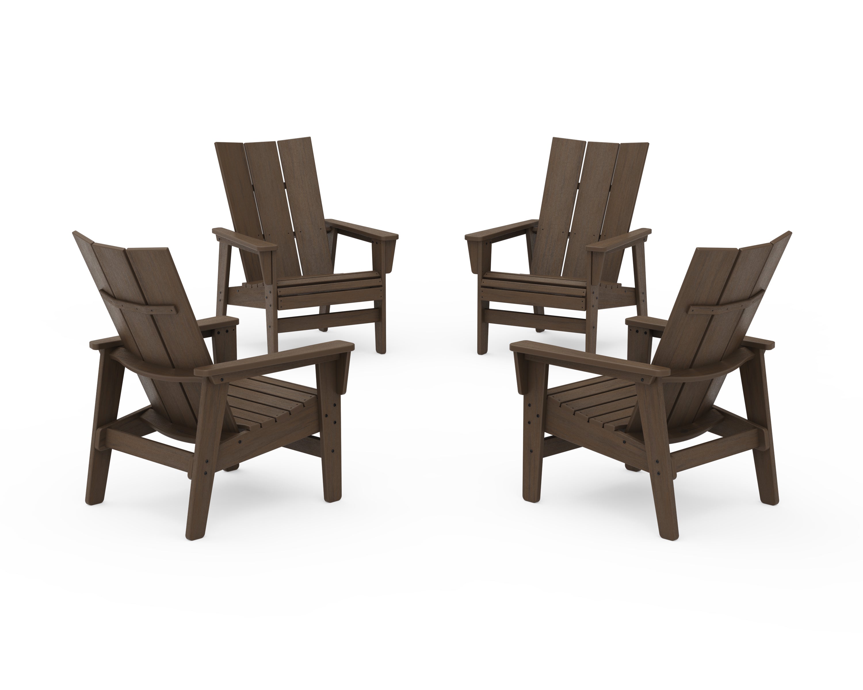 POLYWOOD 4-Piece Modern Grand Upright Adirondack Chair Conversation Set in Kona