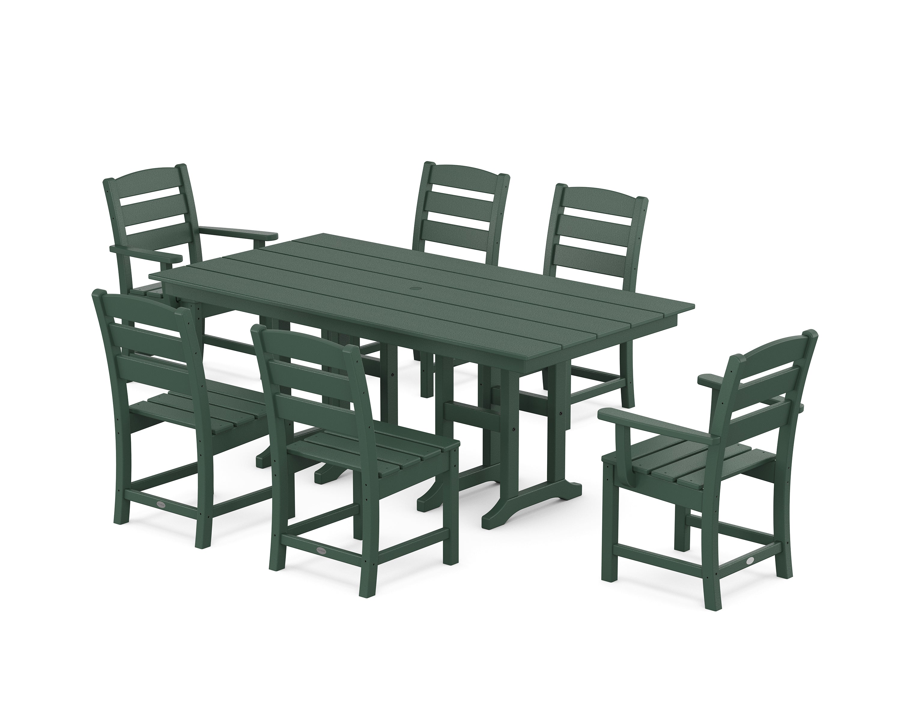 POLYWOOD® Lakeside 7-Piece Farmhouse Dining Set in Green