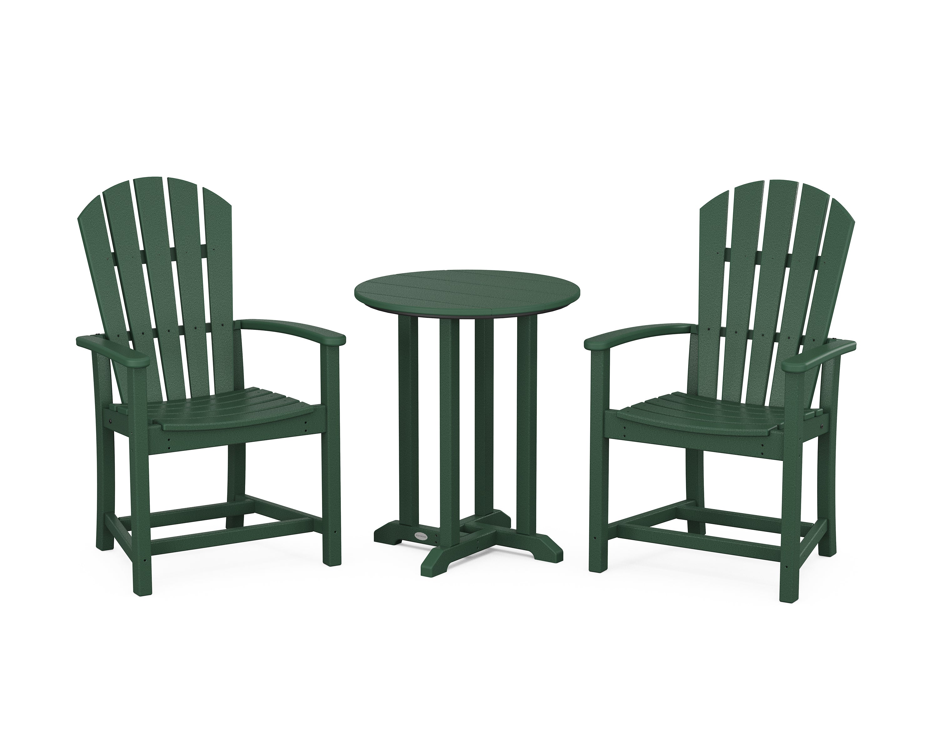 POLYWOOD Palm Coast 3-Piece Round Farmhouse Bistro Dining Set in Green