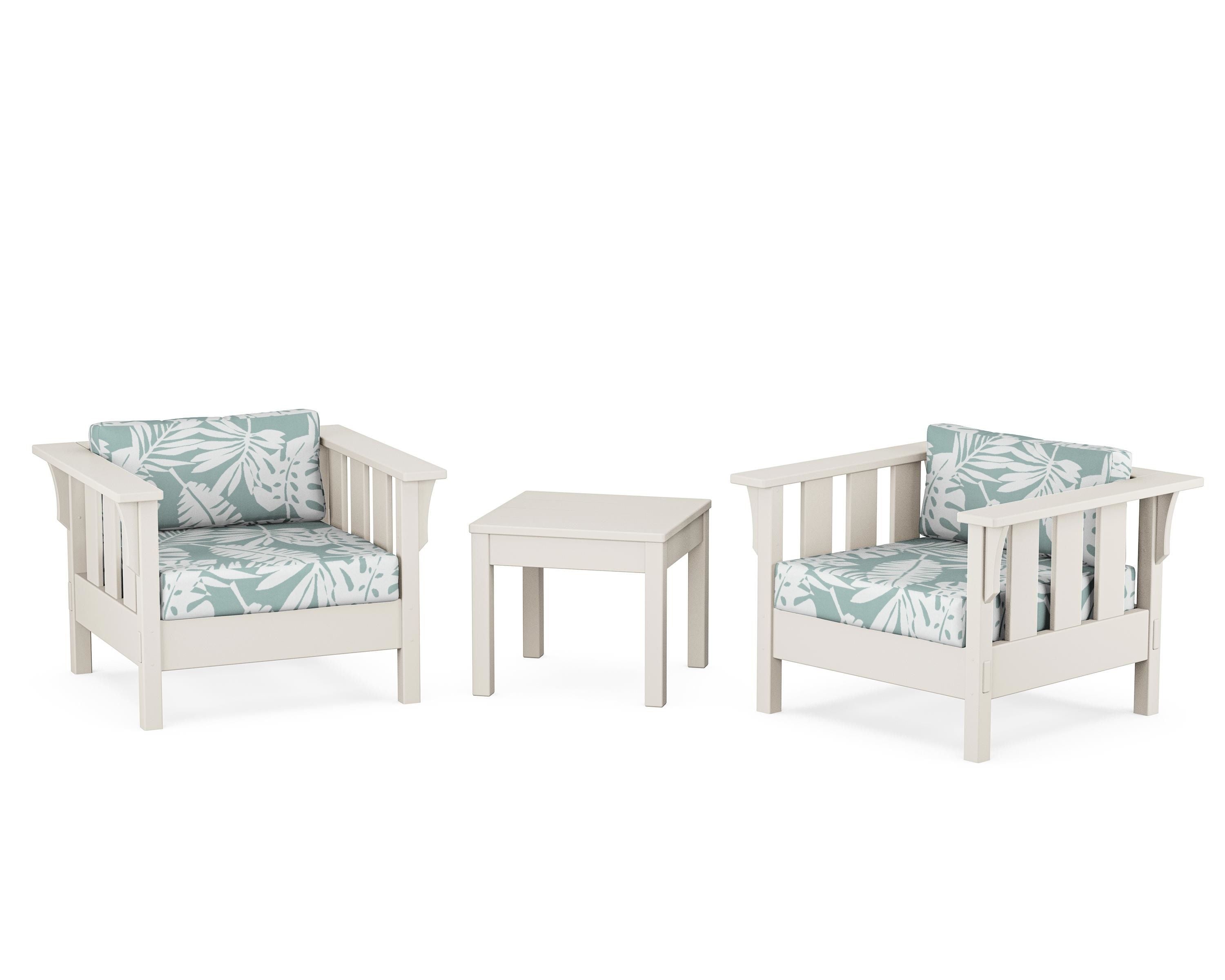 Martha Stewart by POLYWOOD Acadia 3-Piece Deep Seating Set in Sand / Leaf Glacier Spa