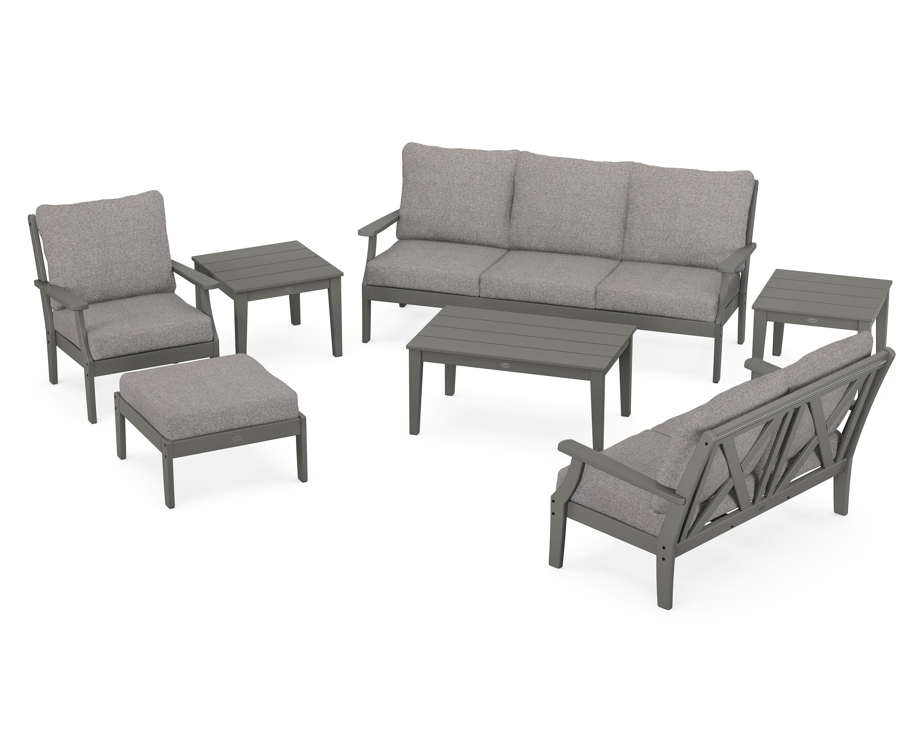 POLYWOOD Braxton 7-Piece Deep Seating Set in Slate Grey / Grey Mist