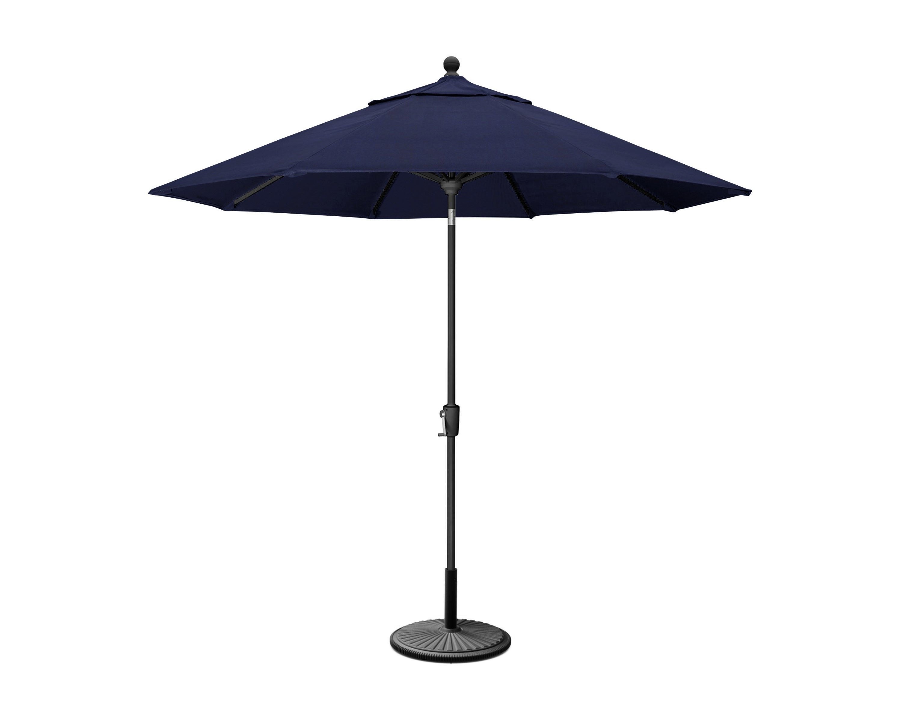 POLYWOOD 9' Tilt Market Umbrella & Base in Black / Navy
