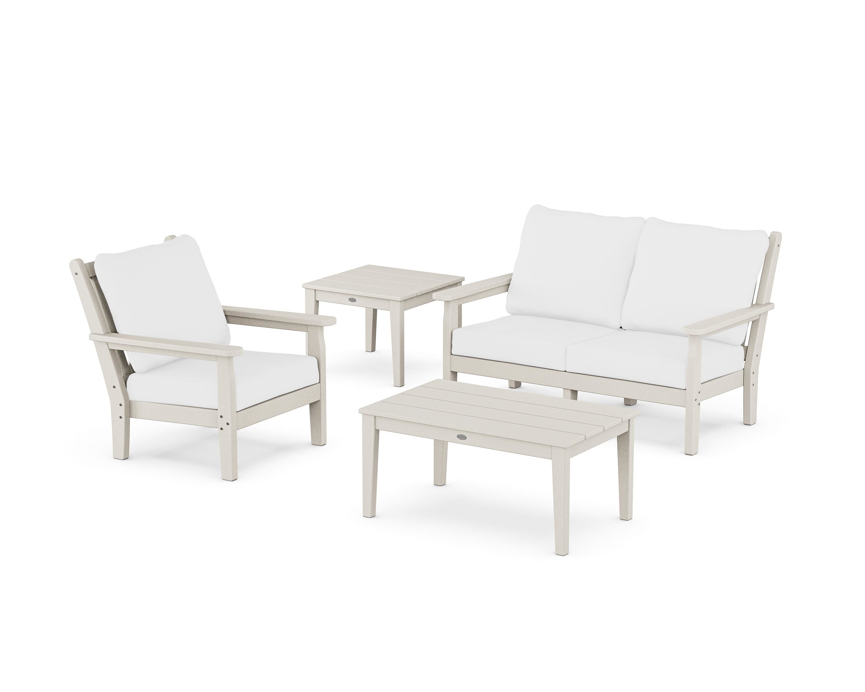 POLYWOOD Chippendale 4-Piece Deep Seating Set in Sand / Natural
