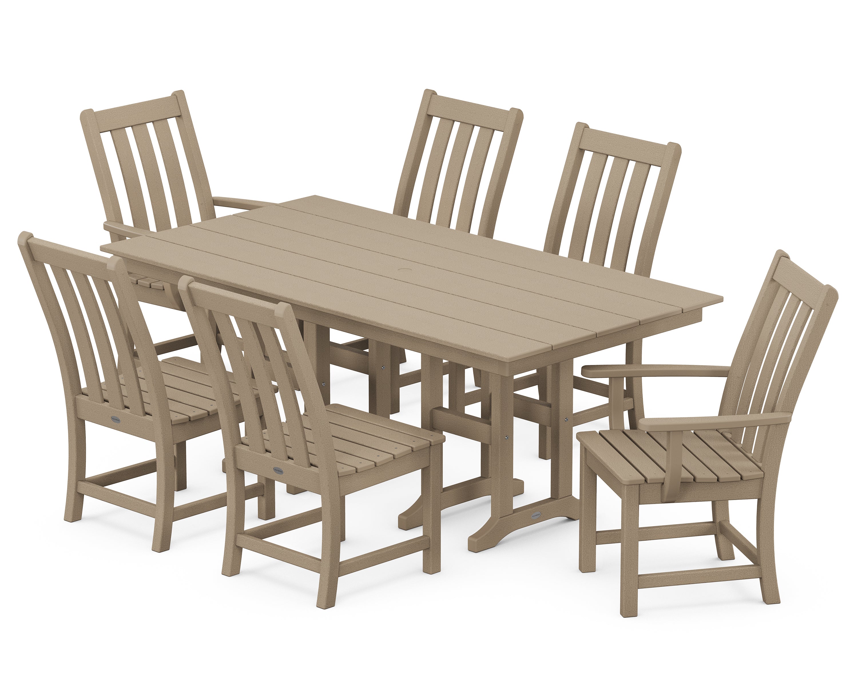 POLYWOOD® Vineyard 7-Piece Farmhouse Dining Set in Vintage Sahara
