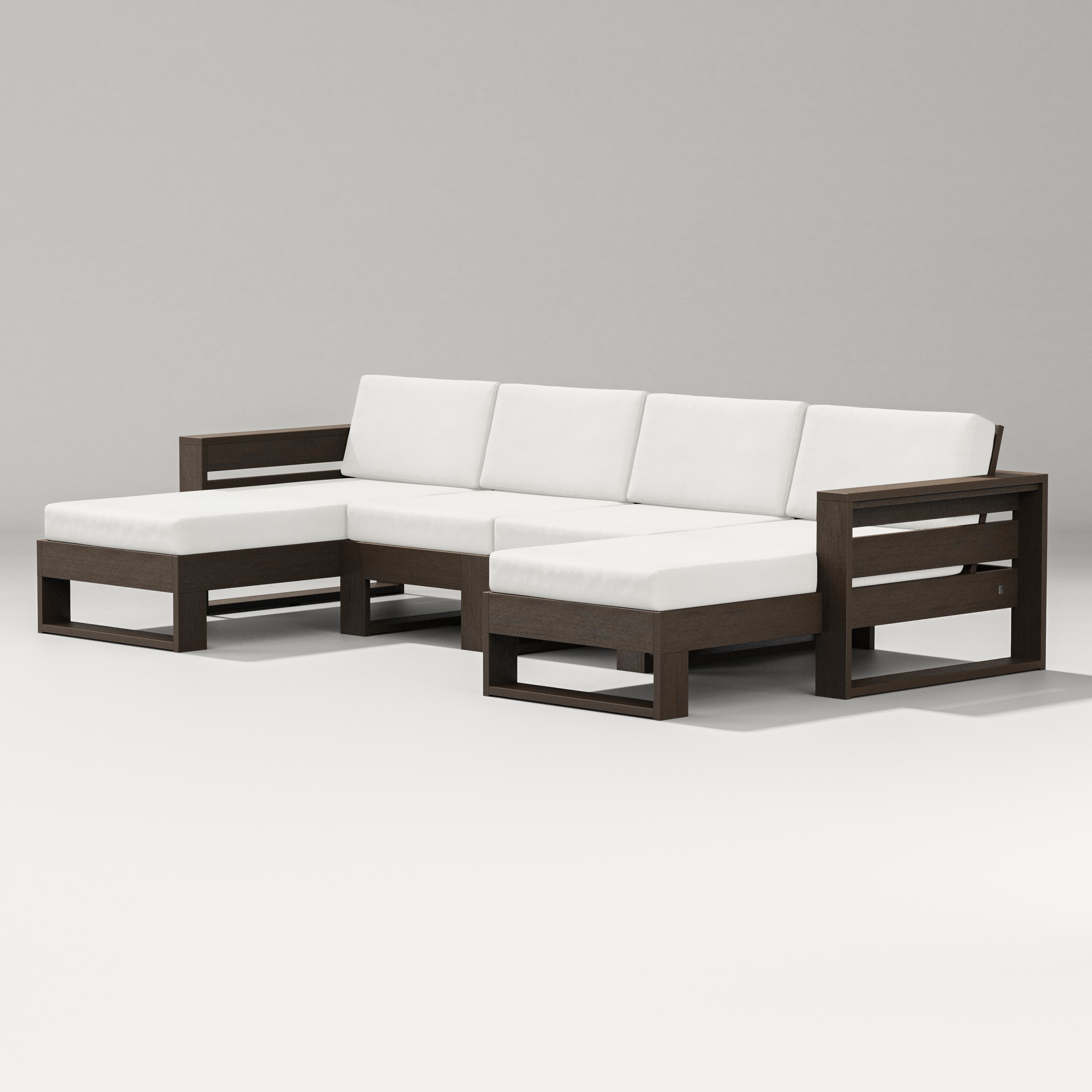 PW Designer Series Latitude Double Chaise Sectional in Kona / Natural Linen
