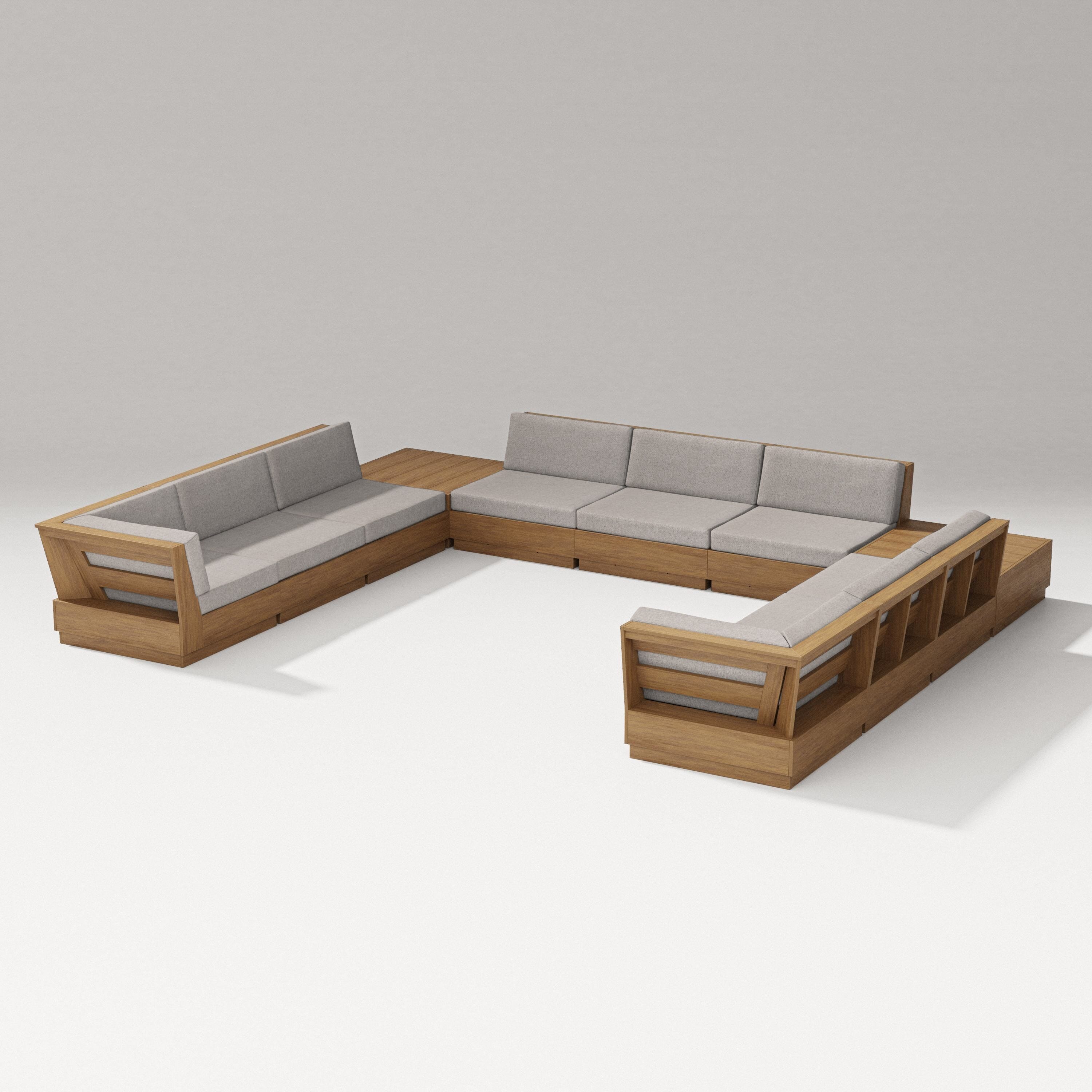 PW Designer Series Elevate 11-Piece U-Shaped Sofa Sectional in Natural / Weathered Tweed