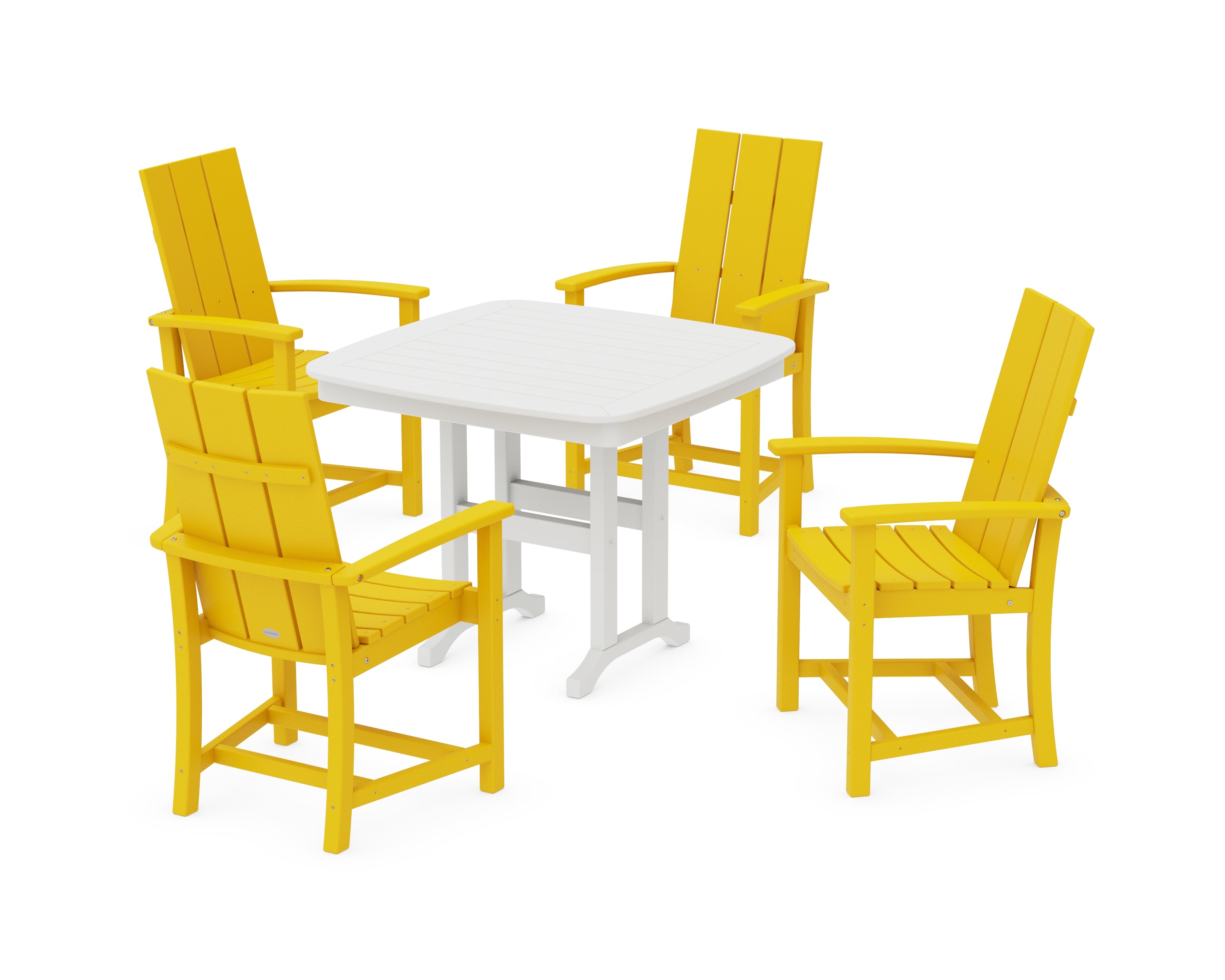 POLYWOOD Modern Adirondack 5-Piece Dining Set in Lemon / White