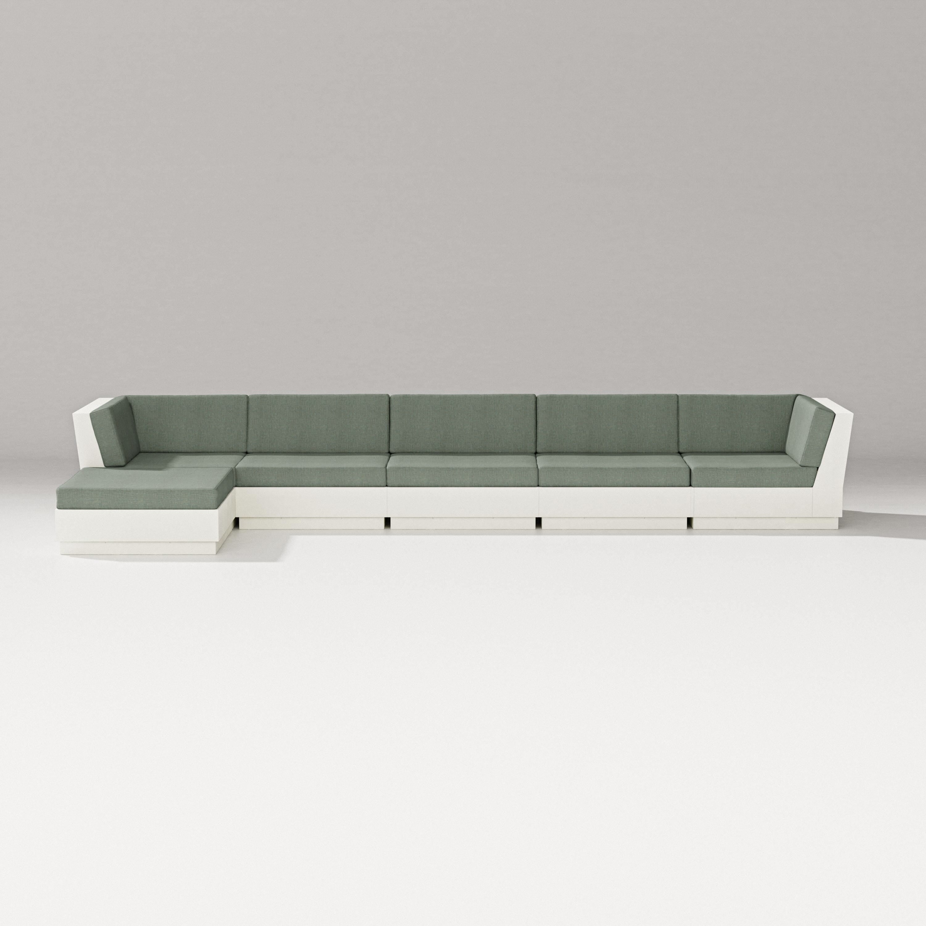 PW Designer Series Elevate 6-Piece Chaise Sectional in Vintage White / Cast Sage
