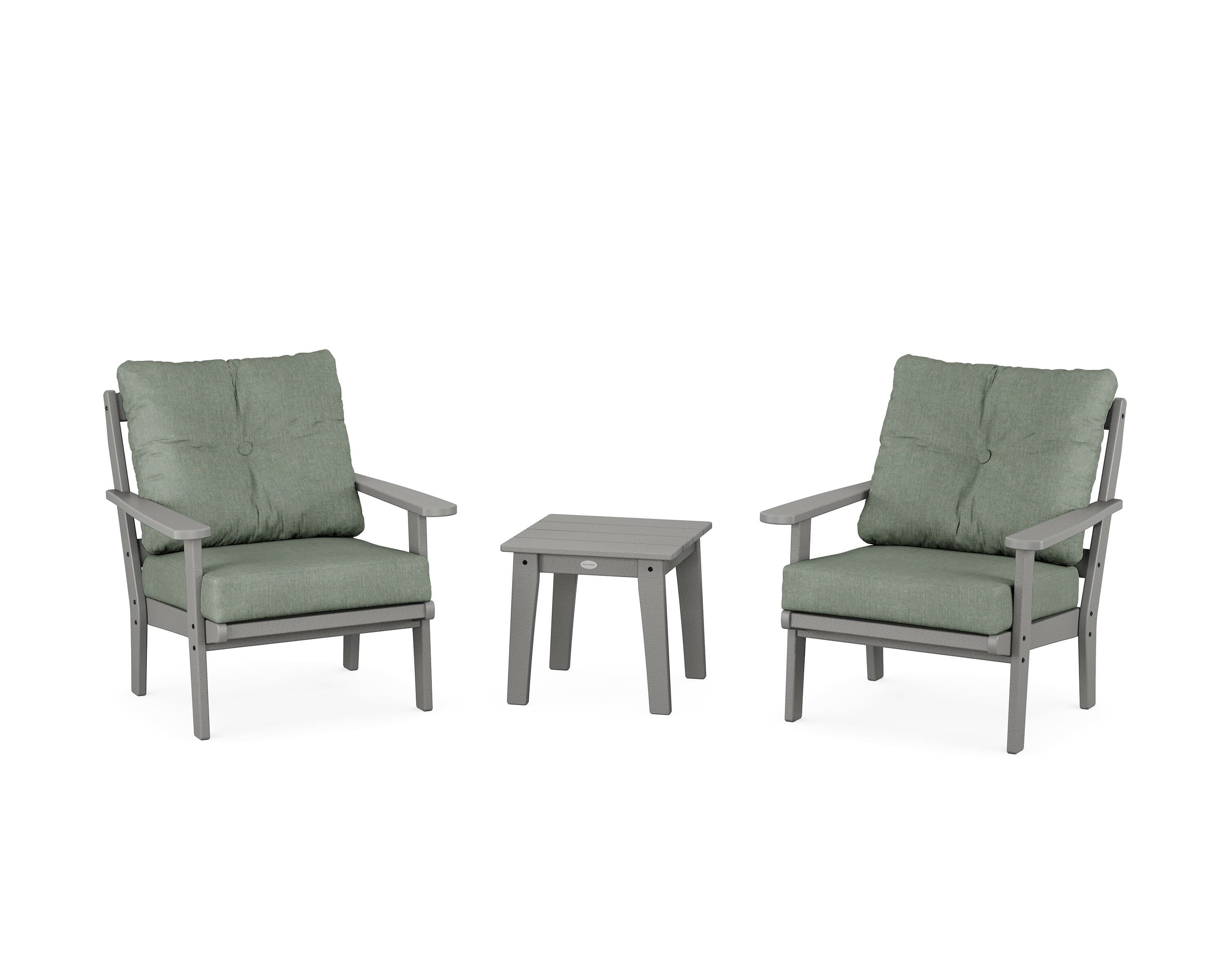 POLYWOOD Mission 3-Piece Deep Seating Set in Slate Grey / Cast Sage