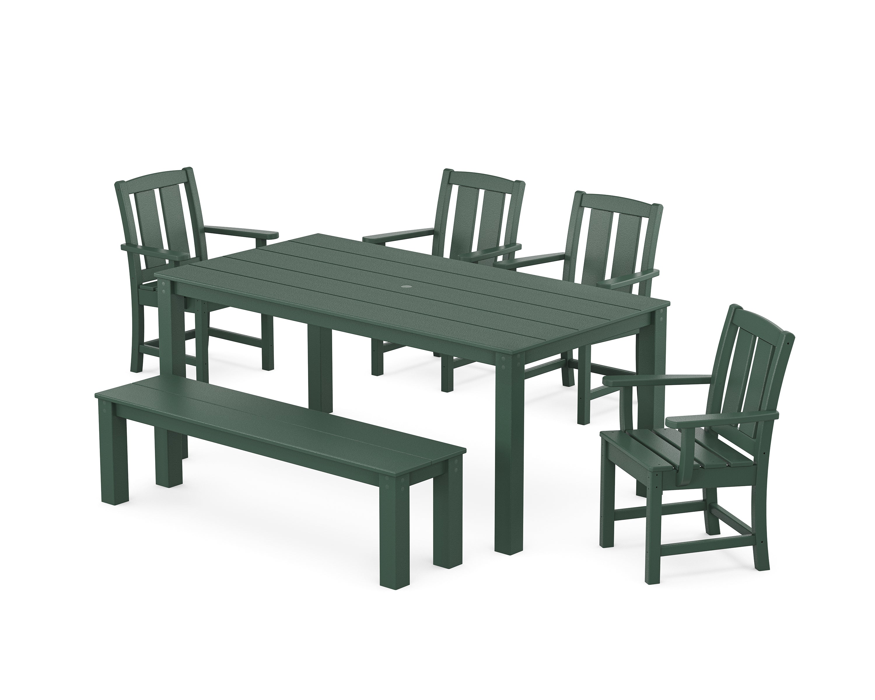 POLYWOOD® Mission 6-Piece Parsons Dining Set with Bench in Green