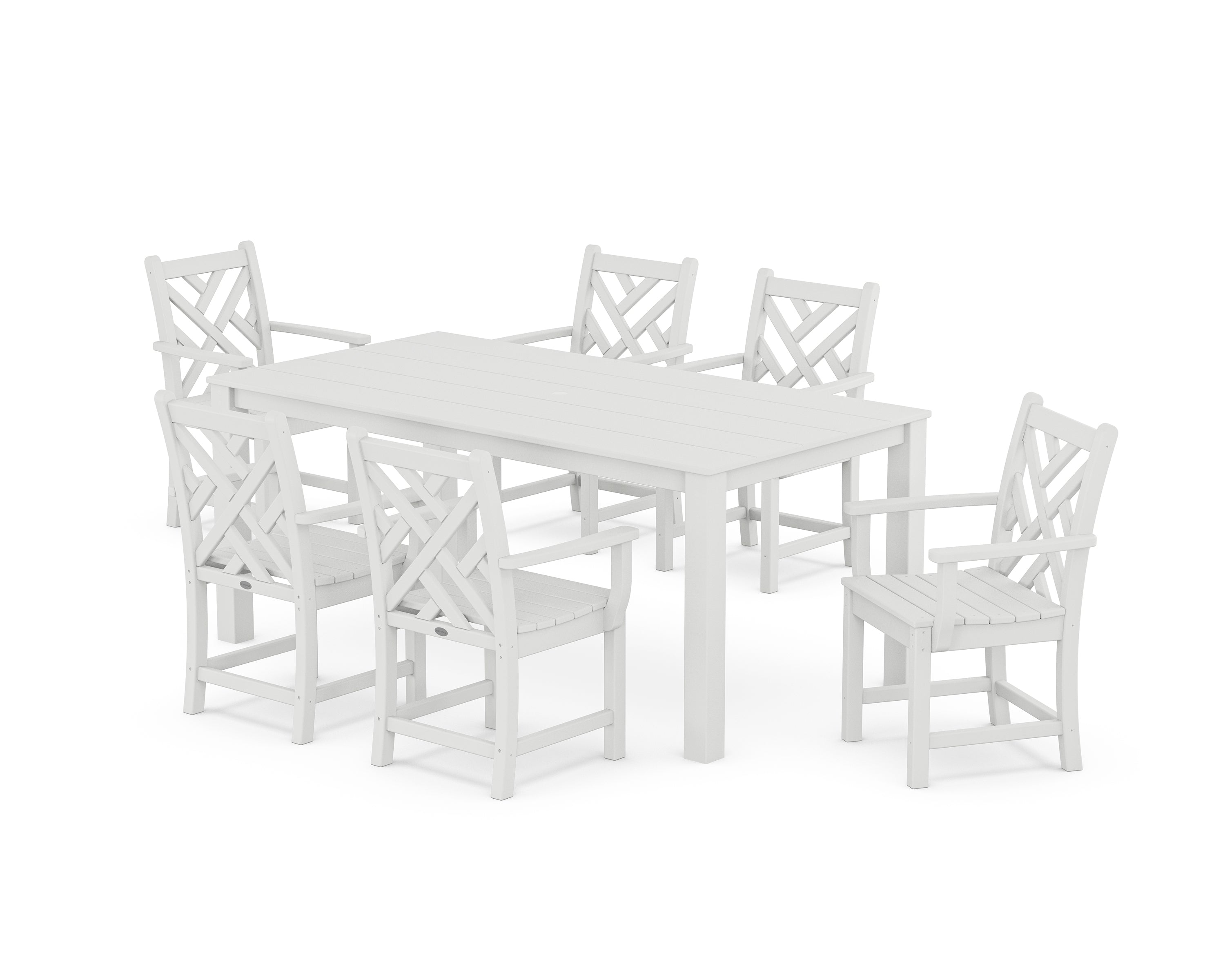 POLYWOOD® Chippendale Arm Chair 7-Piece Parsons Dining Set in White