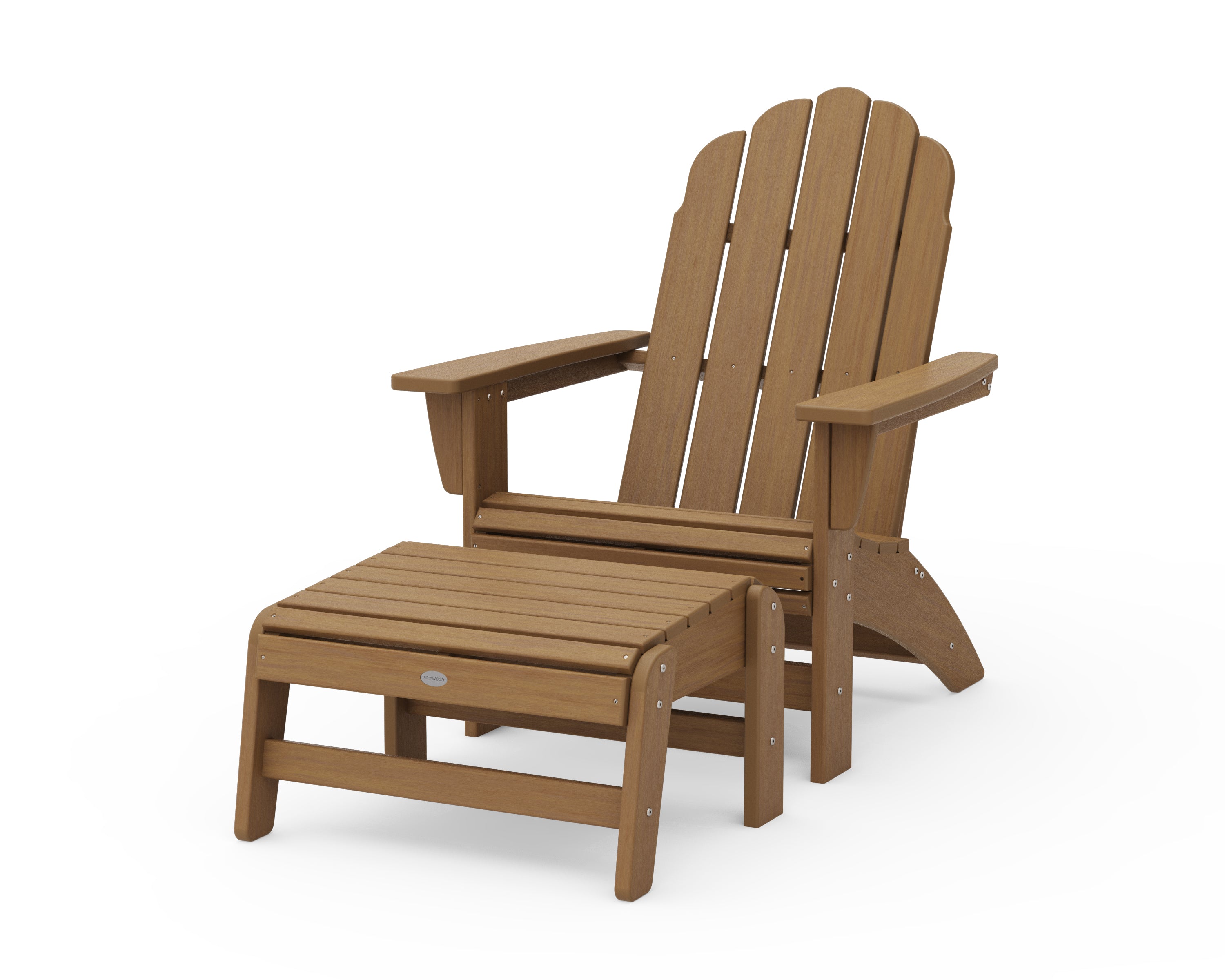 POLYWOOD Vineyard Grand Adirondack Chair with Ottoman in Natural