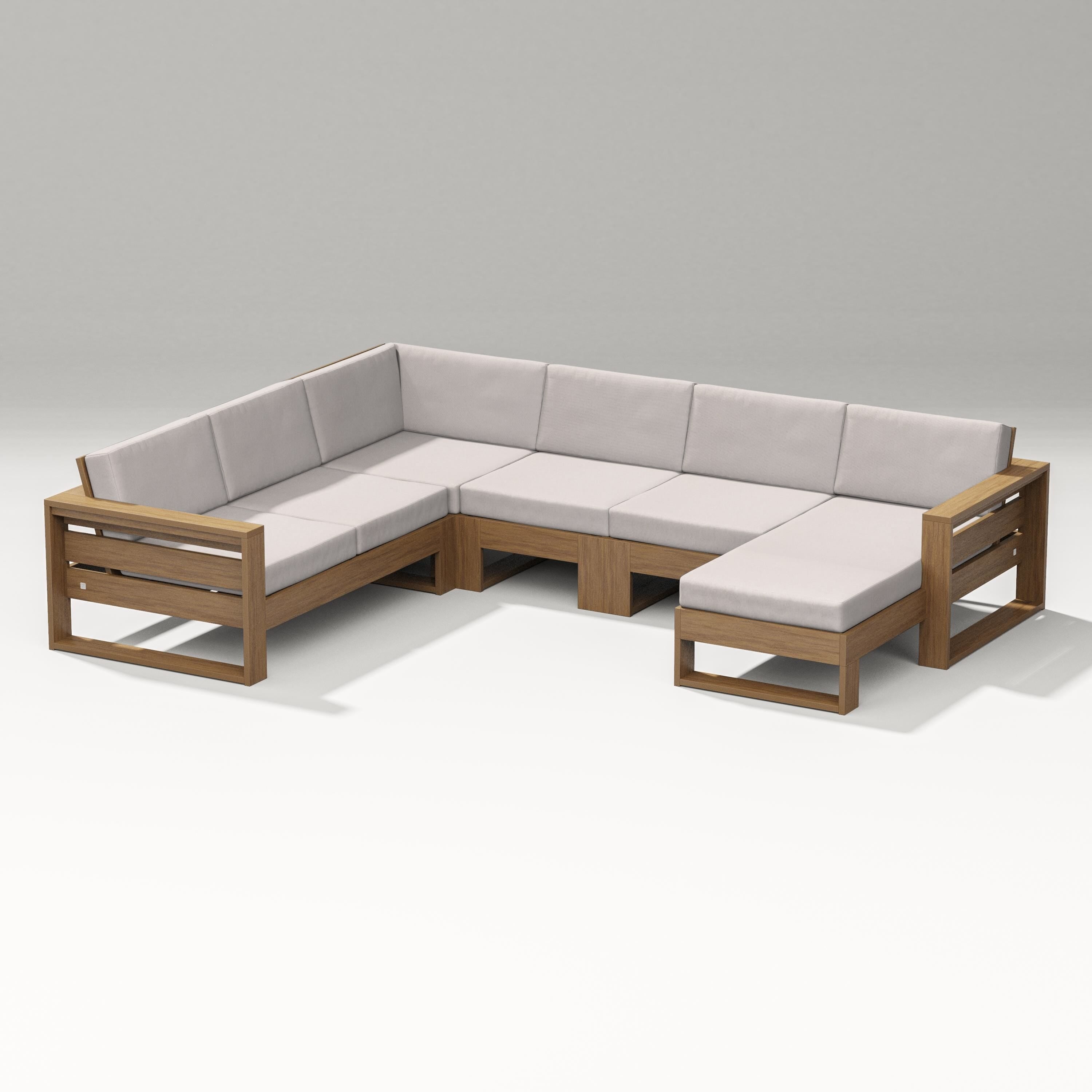 PW Designer Series Latitude Corner Sectional with Right Chaise in Natural / Dune Burlap