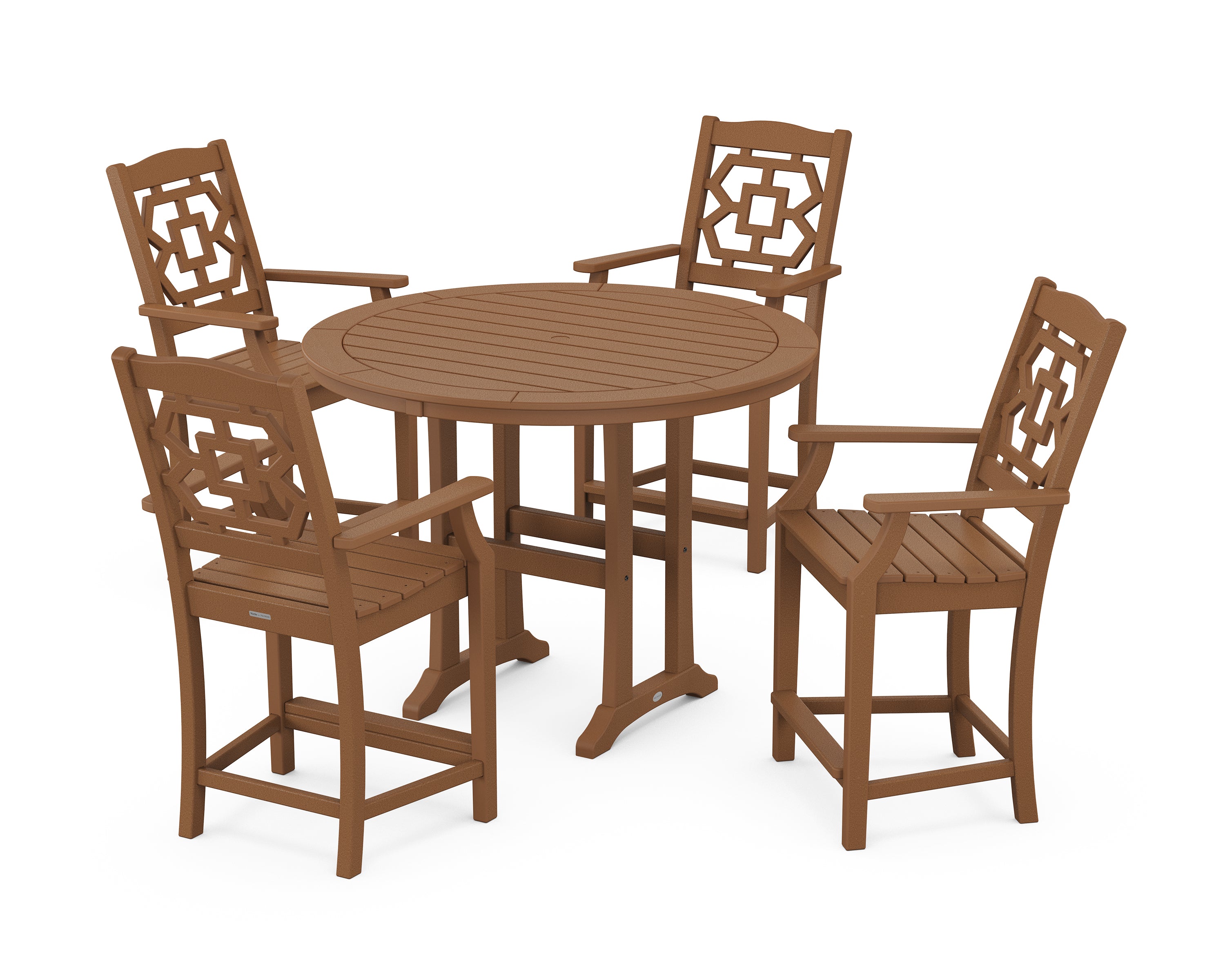 Martha Stewart by POLYWOOD® Chinoiserie 5-Piece Round Counter Set in Teak
