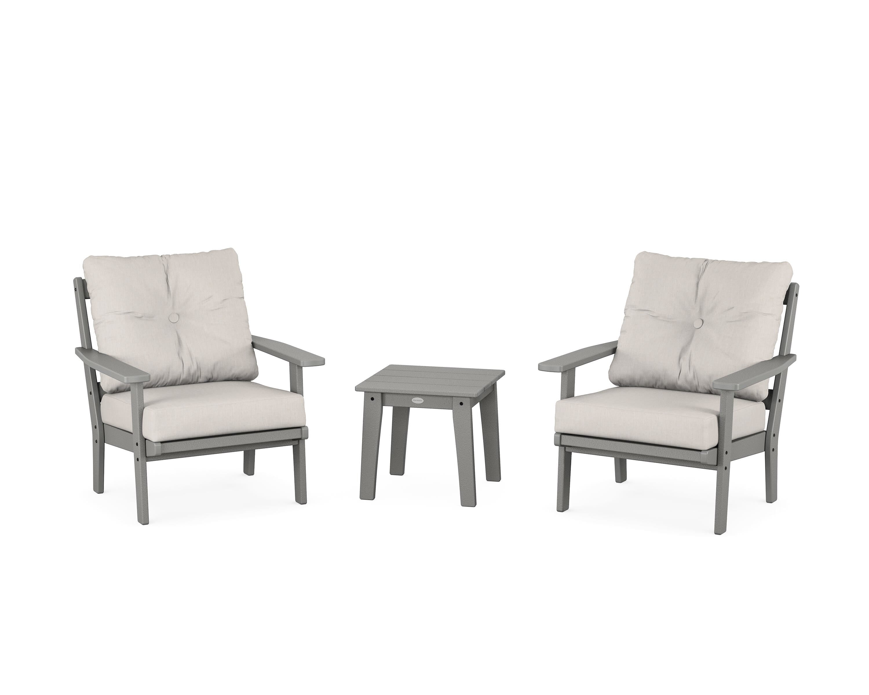 POLYWOOD Oxford 3-Piece Deep Seating Set in Slate Grey / Cast Ash