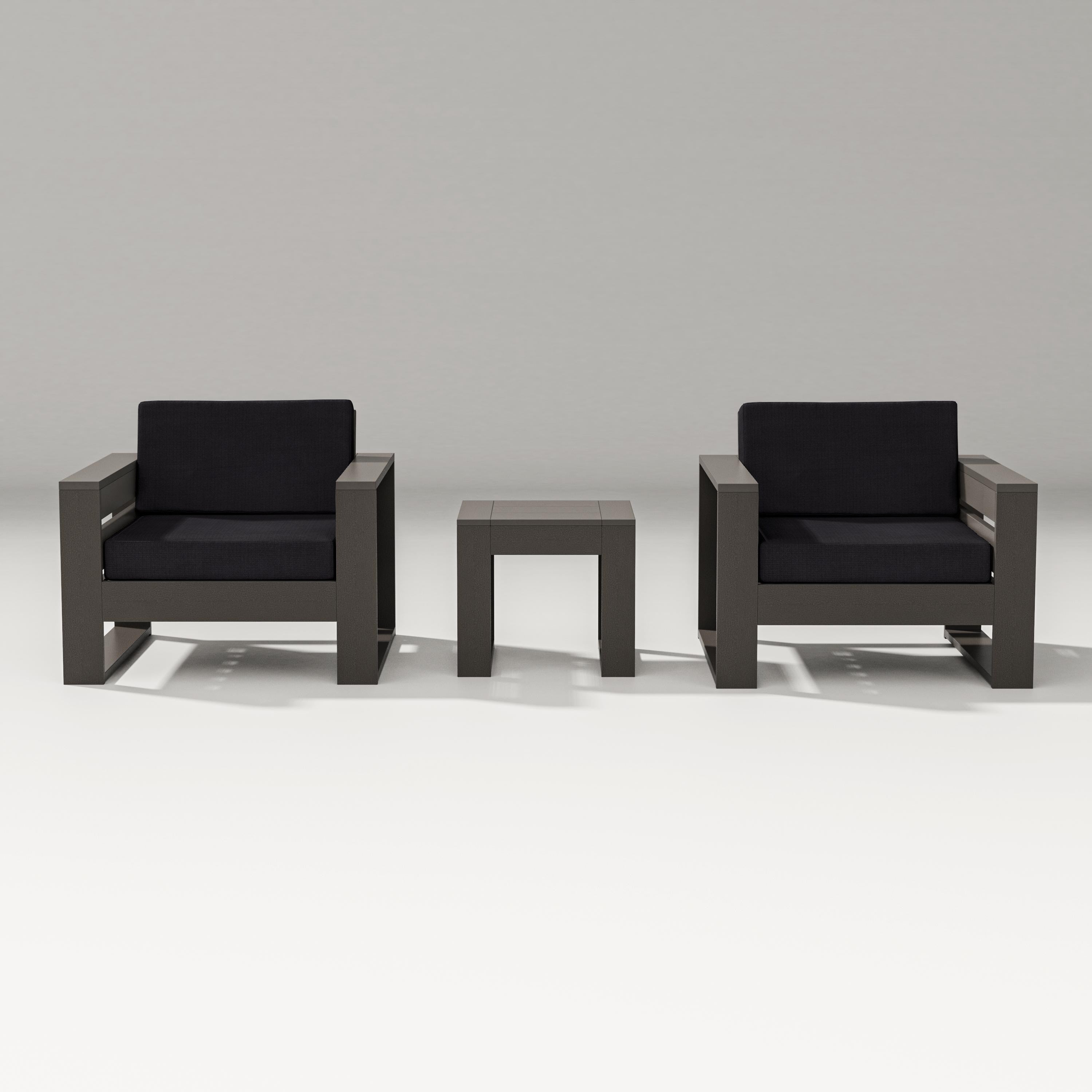 PW Designer Series Latitude 3-Piece Lounge Chair Set in Vintage Coffee / Midnight Linen