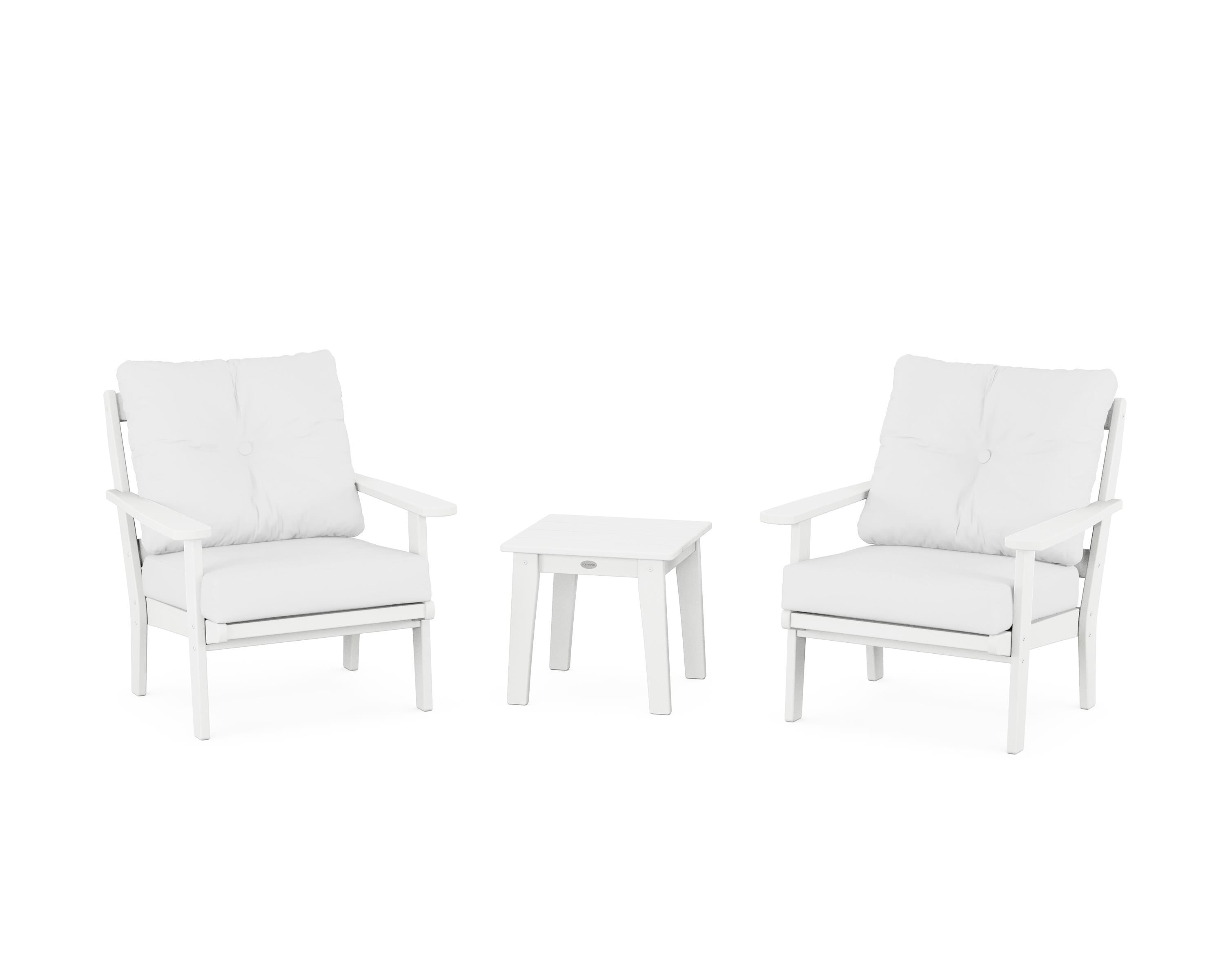 POLYWOOD Mission 3-Piece Deep Seating Set in White / Natural