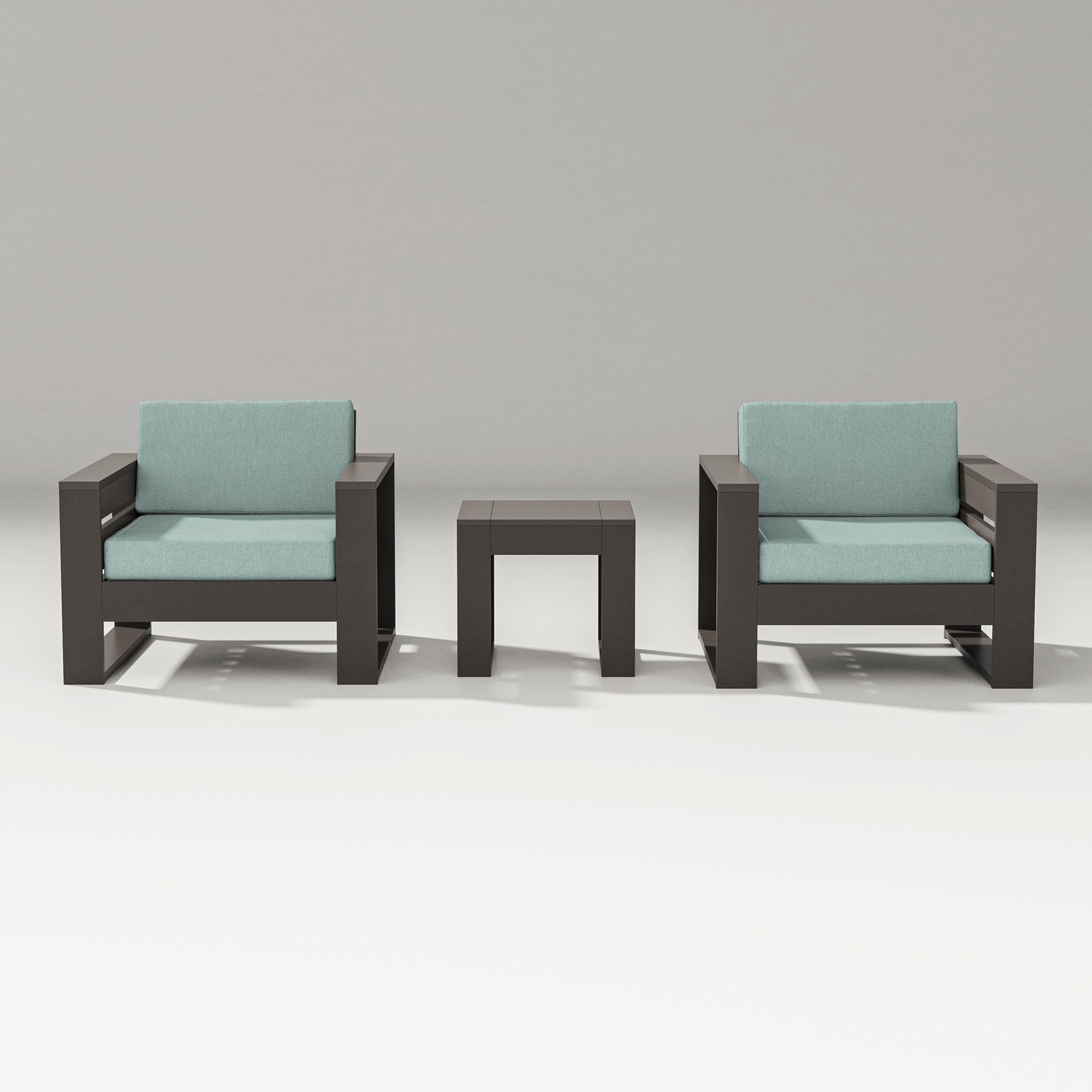 PW Designer Series Latitude 3-Piece Lounge Chair Set in Vintage Coffee / Glacier Spa
