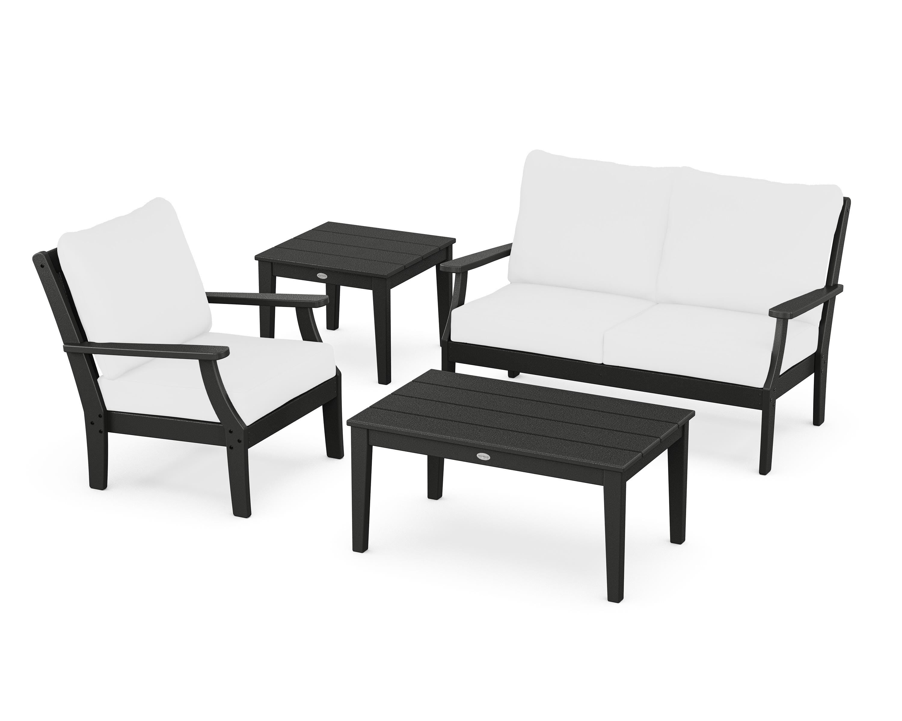 POLYWOOD Braxton 4-Piece Deep Seating Set in Black / Natural