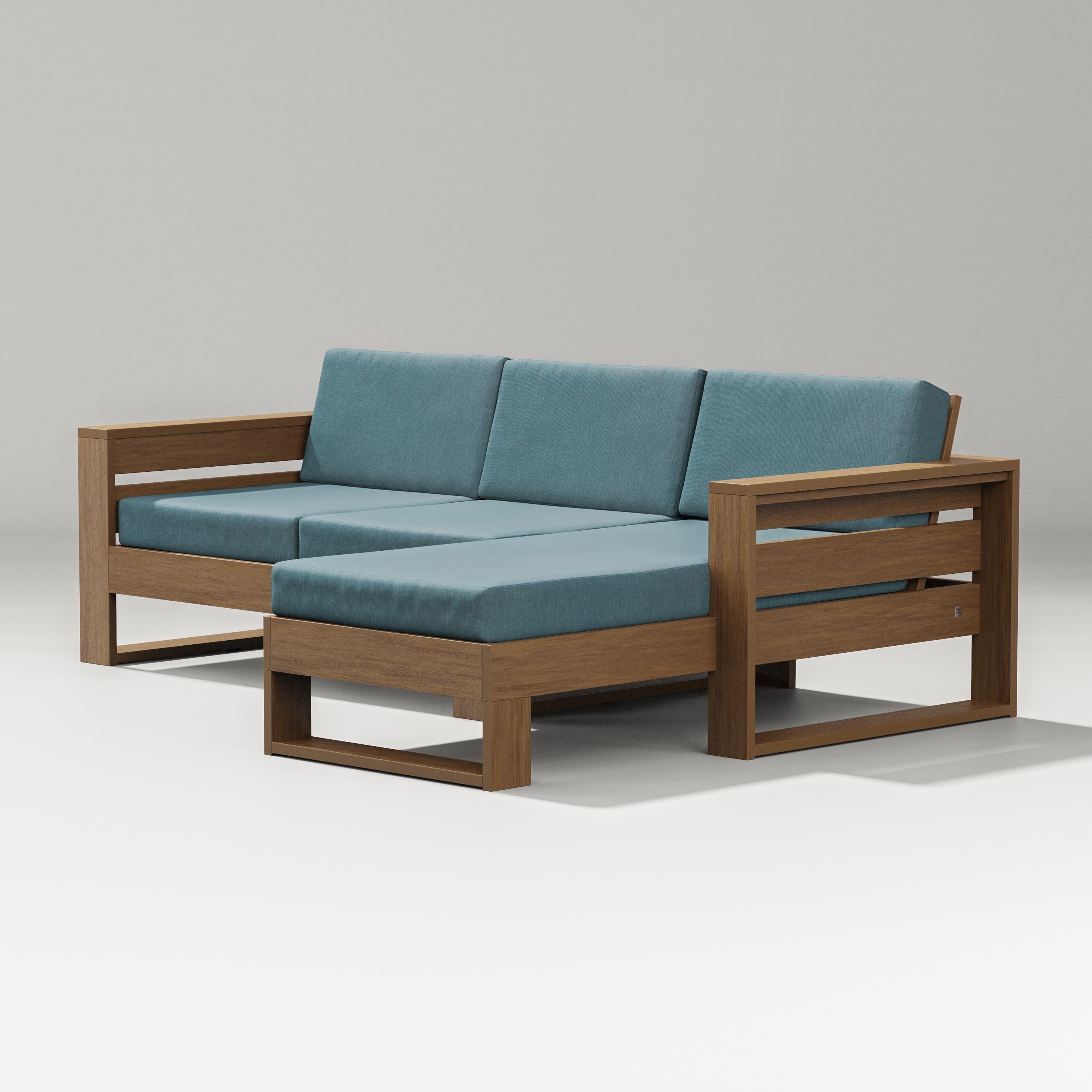 PW Designer Series Latitude Right Chaise Sectional in Natural / Ocean Teal