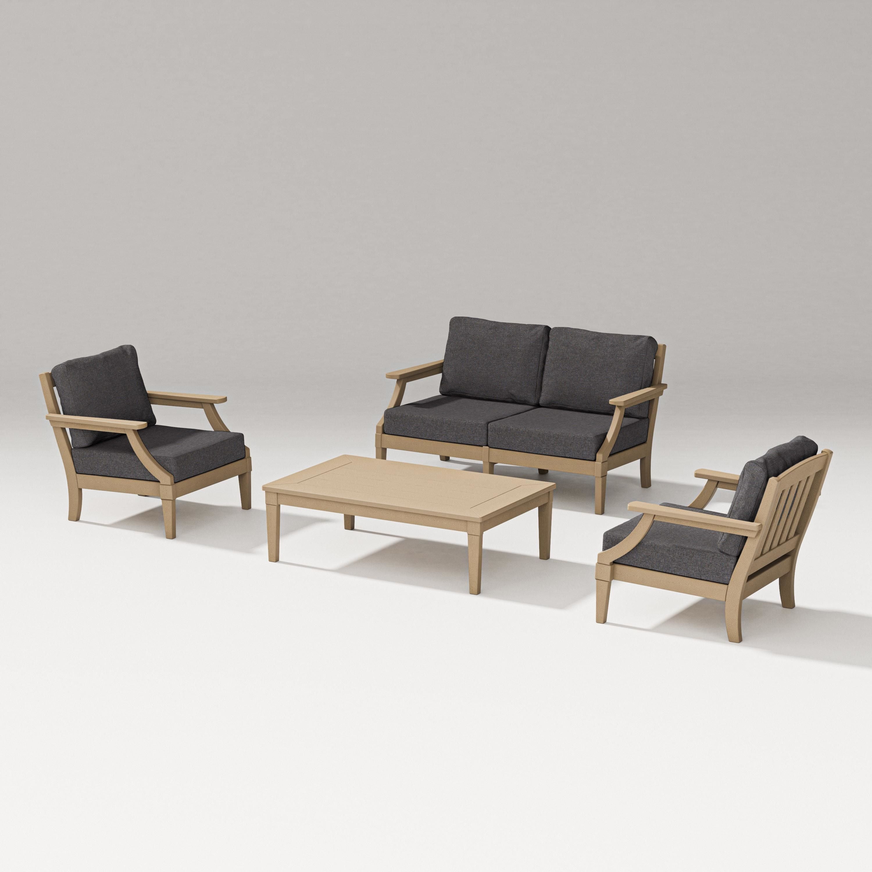PW Designer Series Estate Lounge 4-Piece Loveseat Set in Vintage Sahara / Ash Charcoal
