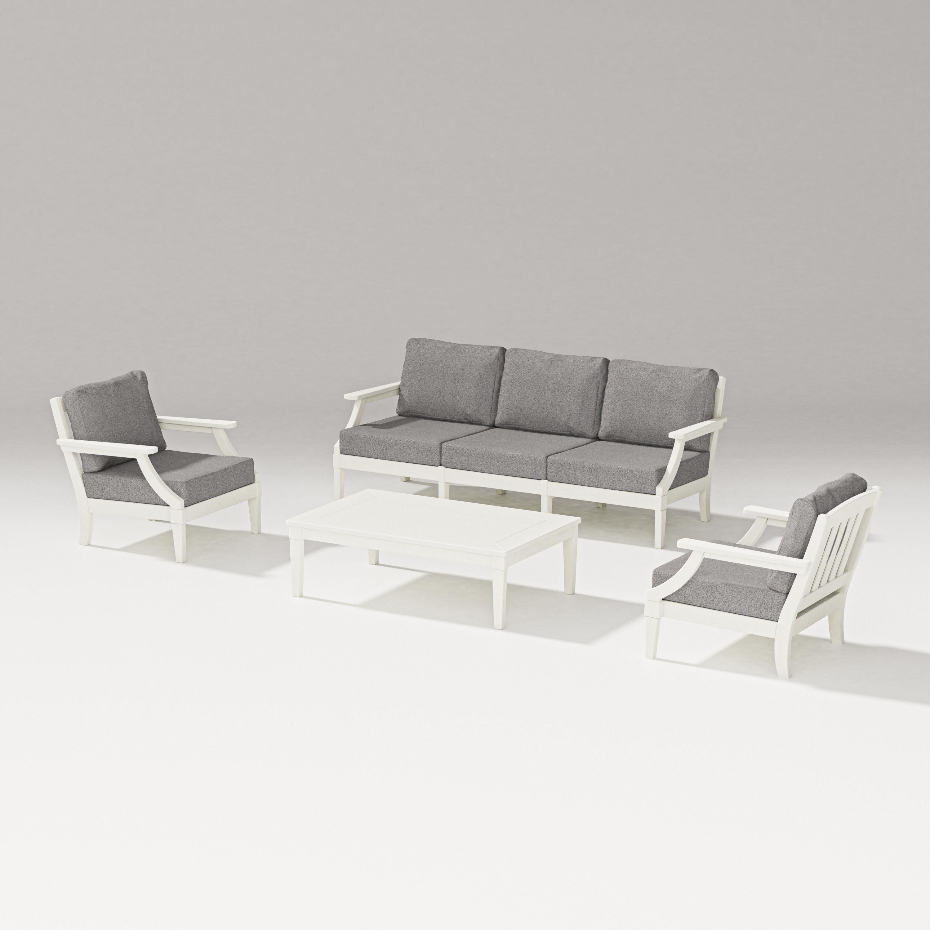 PW Designer Series Estate 4-Piece Lounge Sofa Set in Vintage White / Grey Mist