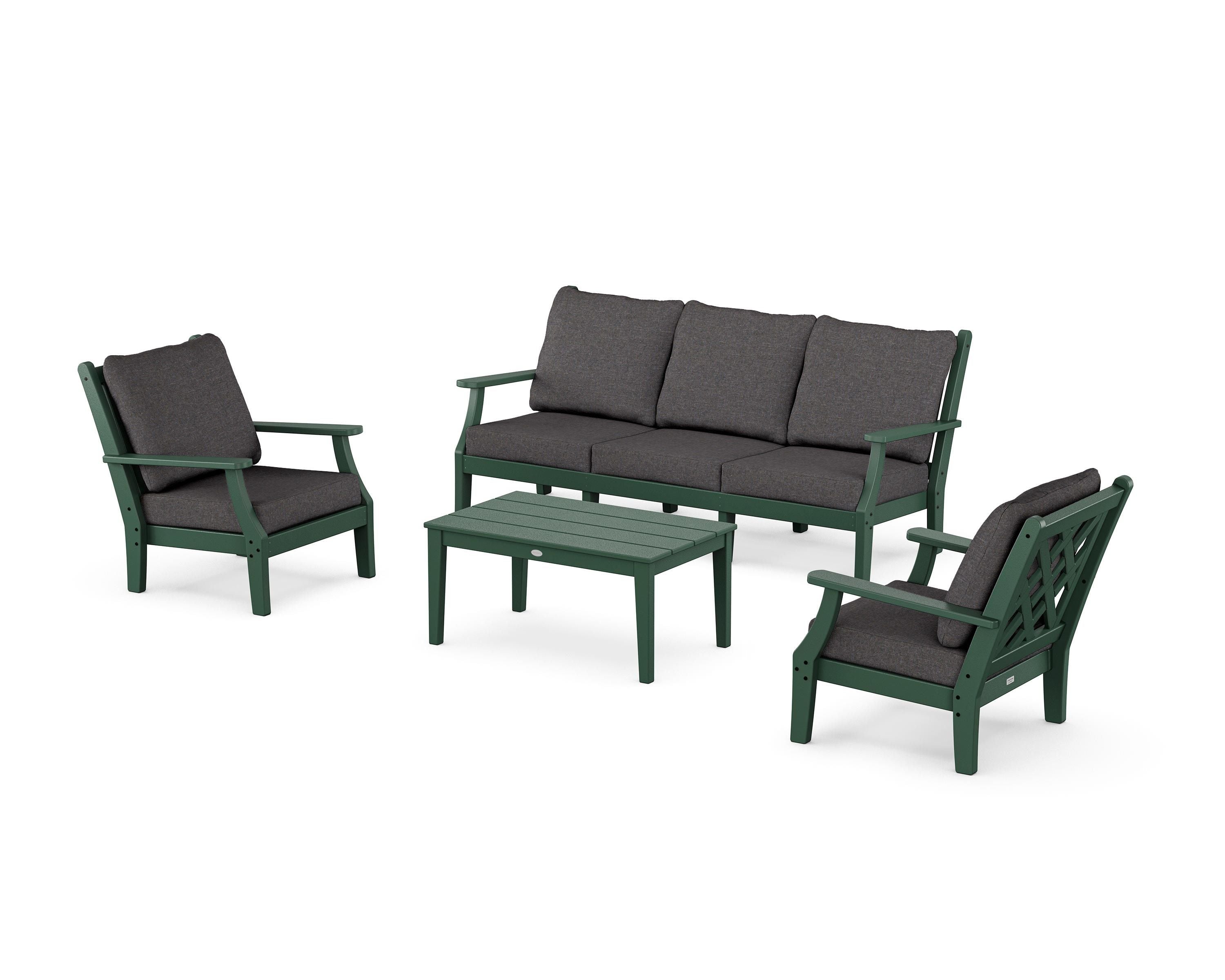 Country Living Wovendale 4-Piece Deep Seating Set with Sofa in Green / Ash Charcoal