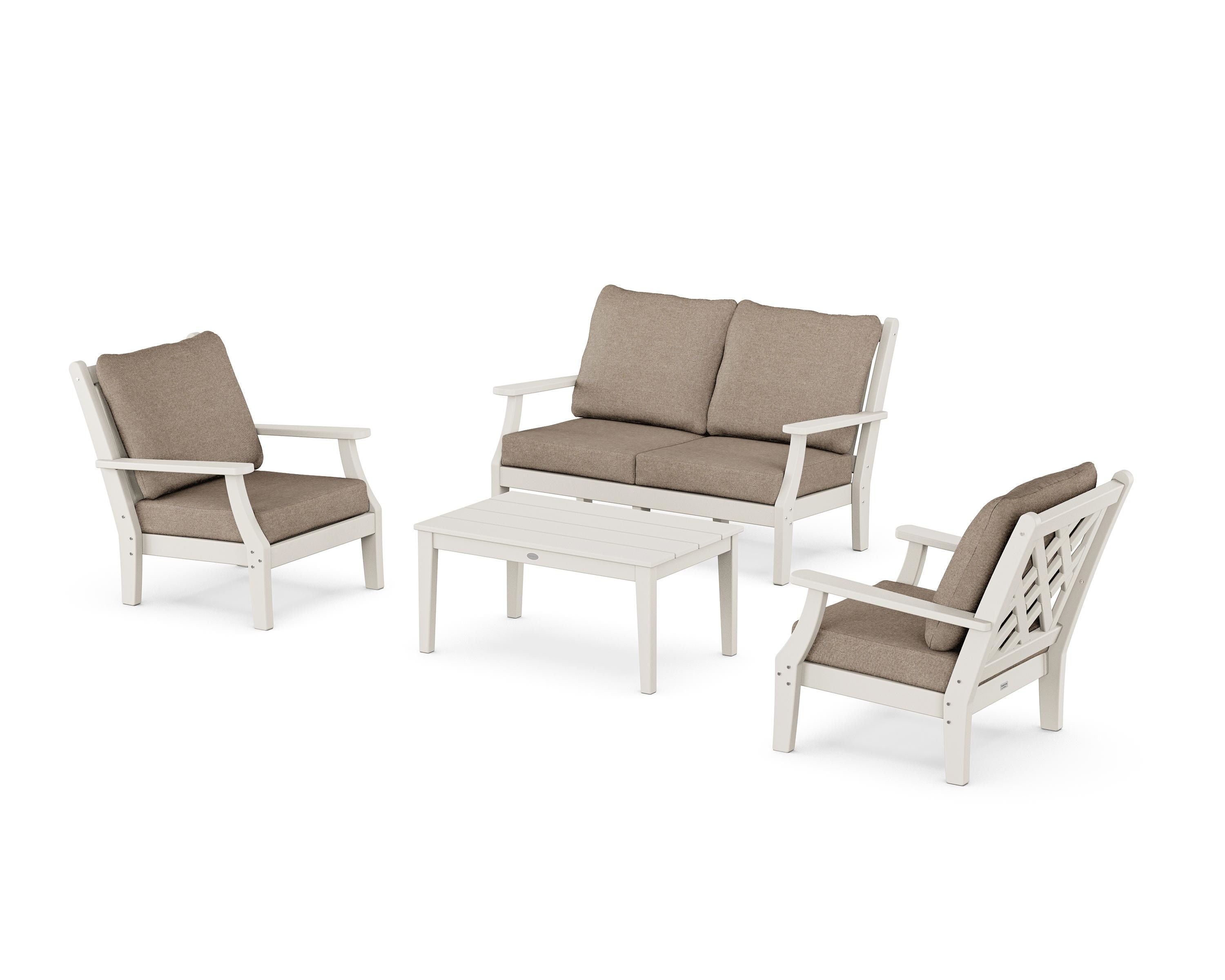 Country Living Wovendale 4-Piece Deep Seating Set with Loveseat in Sand / Spiced Burlap
