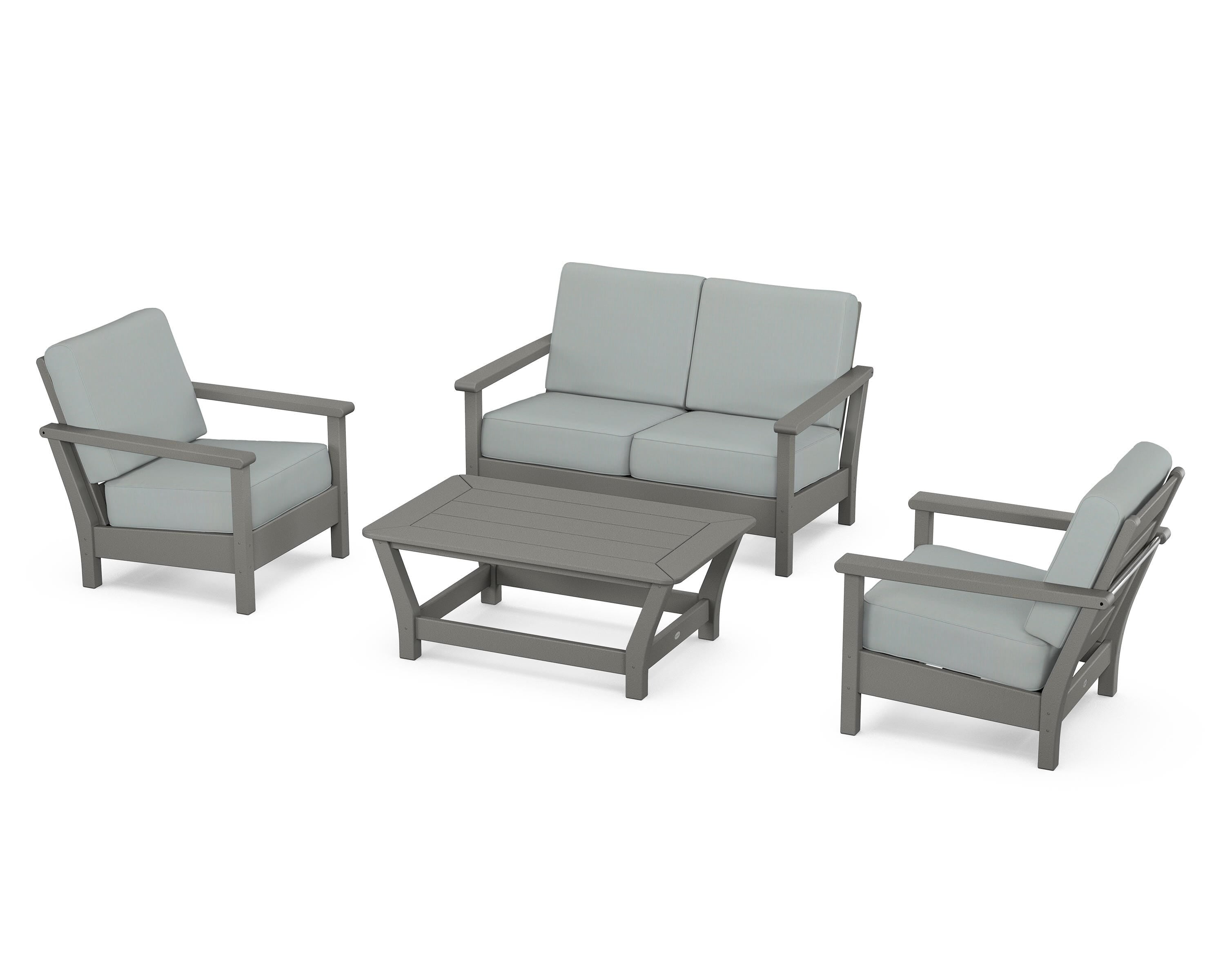 POLYWOOD Harbour 4-Piece Deep Seating Set in Slate Grey / Spa