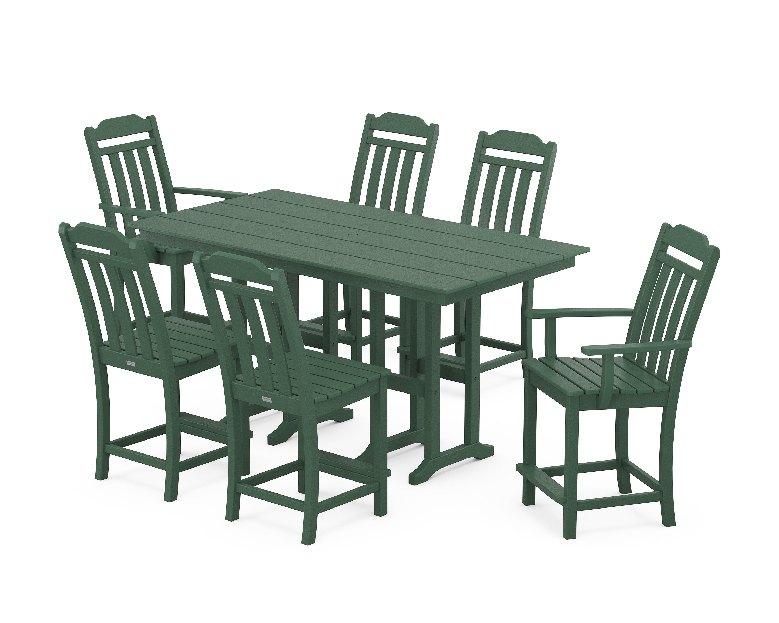 POLYWOOD Country Living 7-Piece Farmhouse Counter Set in Green