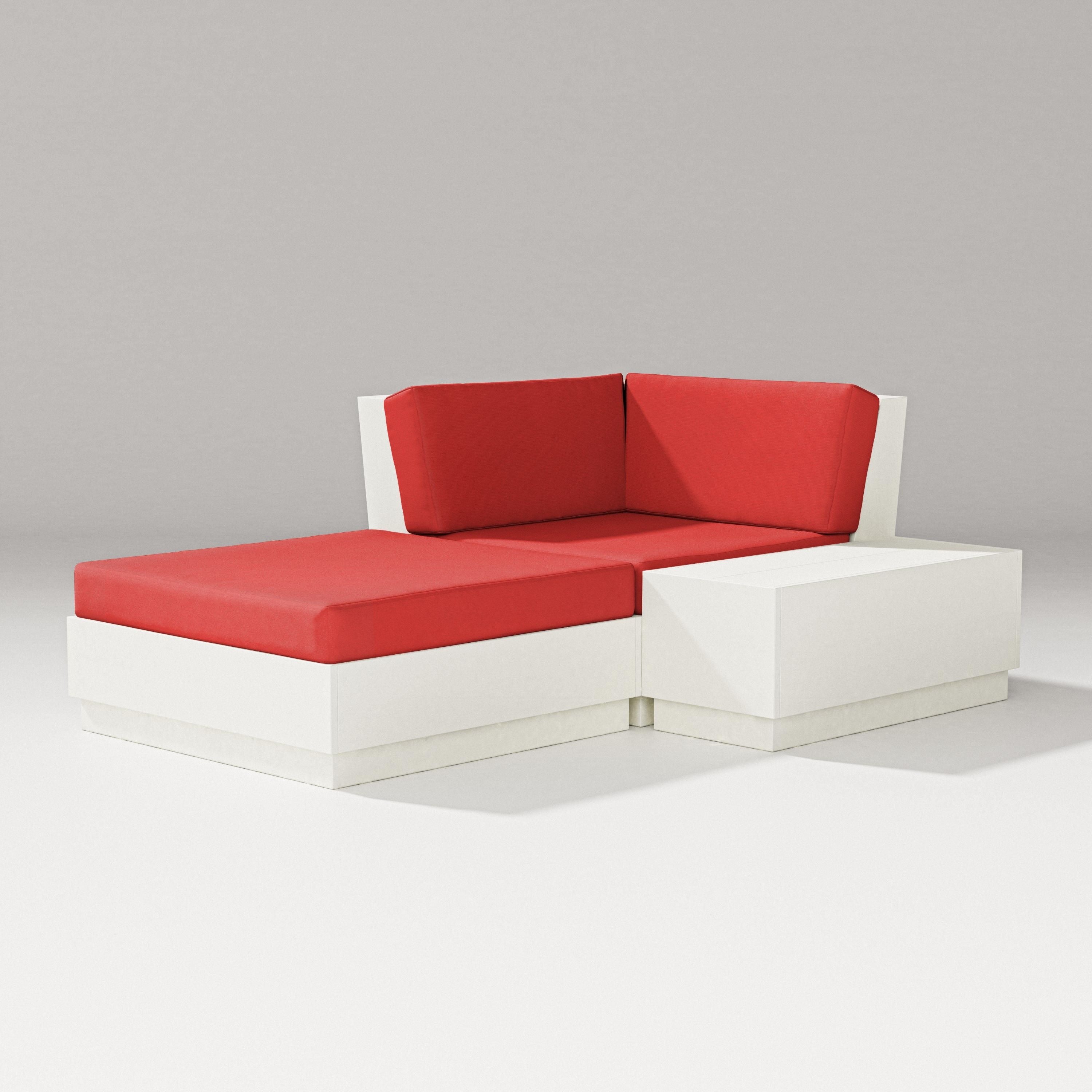 PW Designer Series Elevate Corner Chaise in Vintage White / Crimson Linen