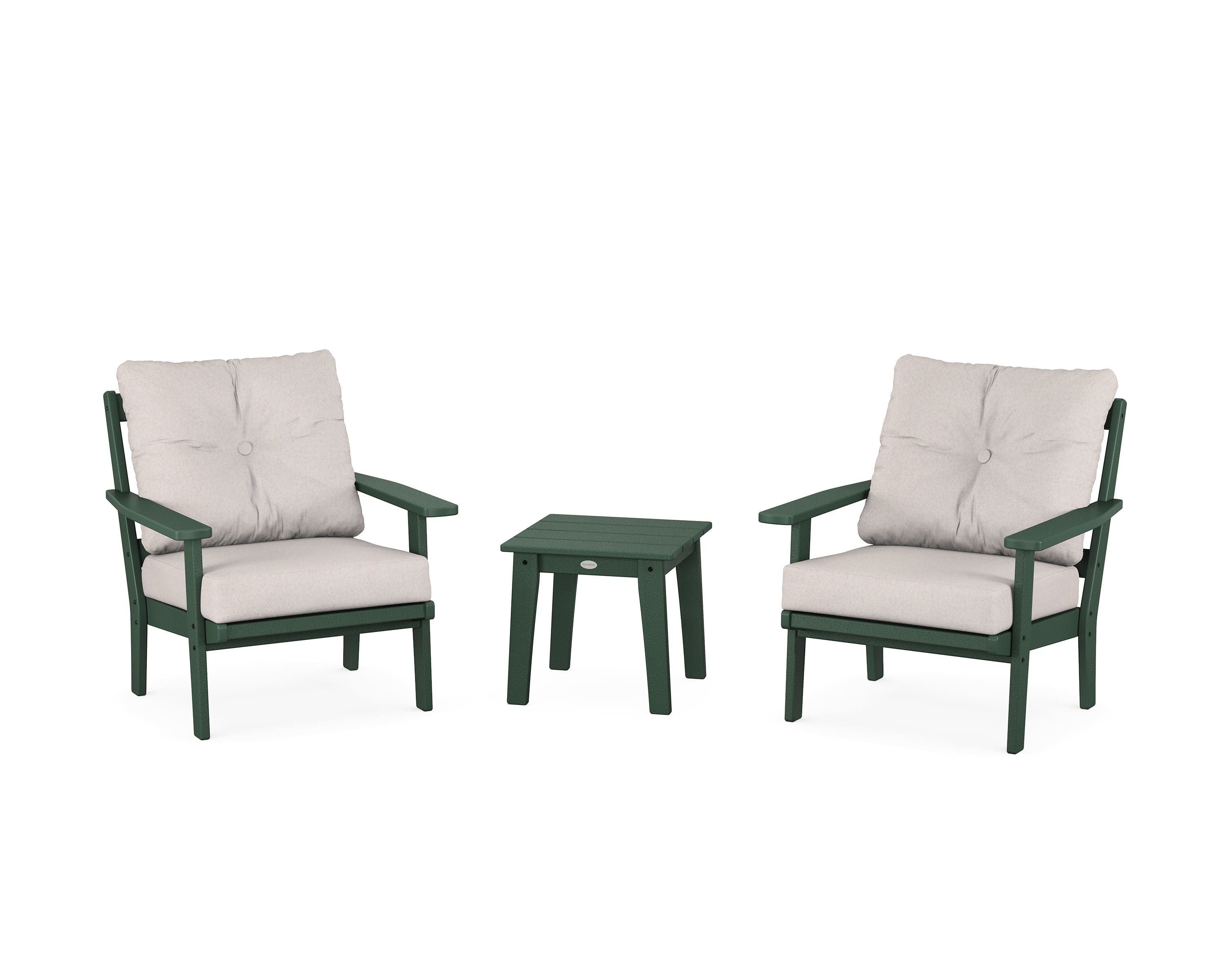 POLYWOOD Prairie 3-Piece Deep Seating Set in Green / Dune Burlap