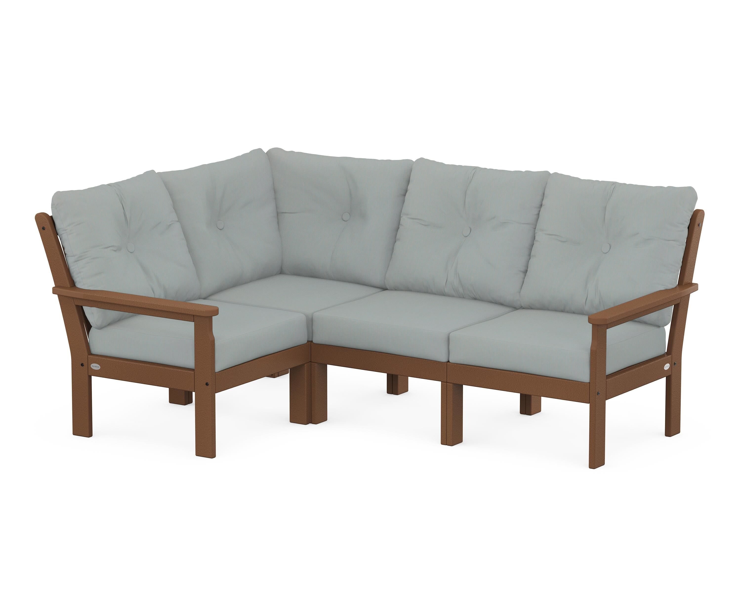 POLYWOOD Vineyard 4-Piece Sectional in Teak / Spa