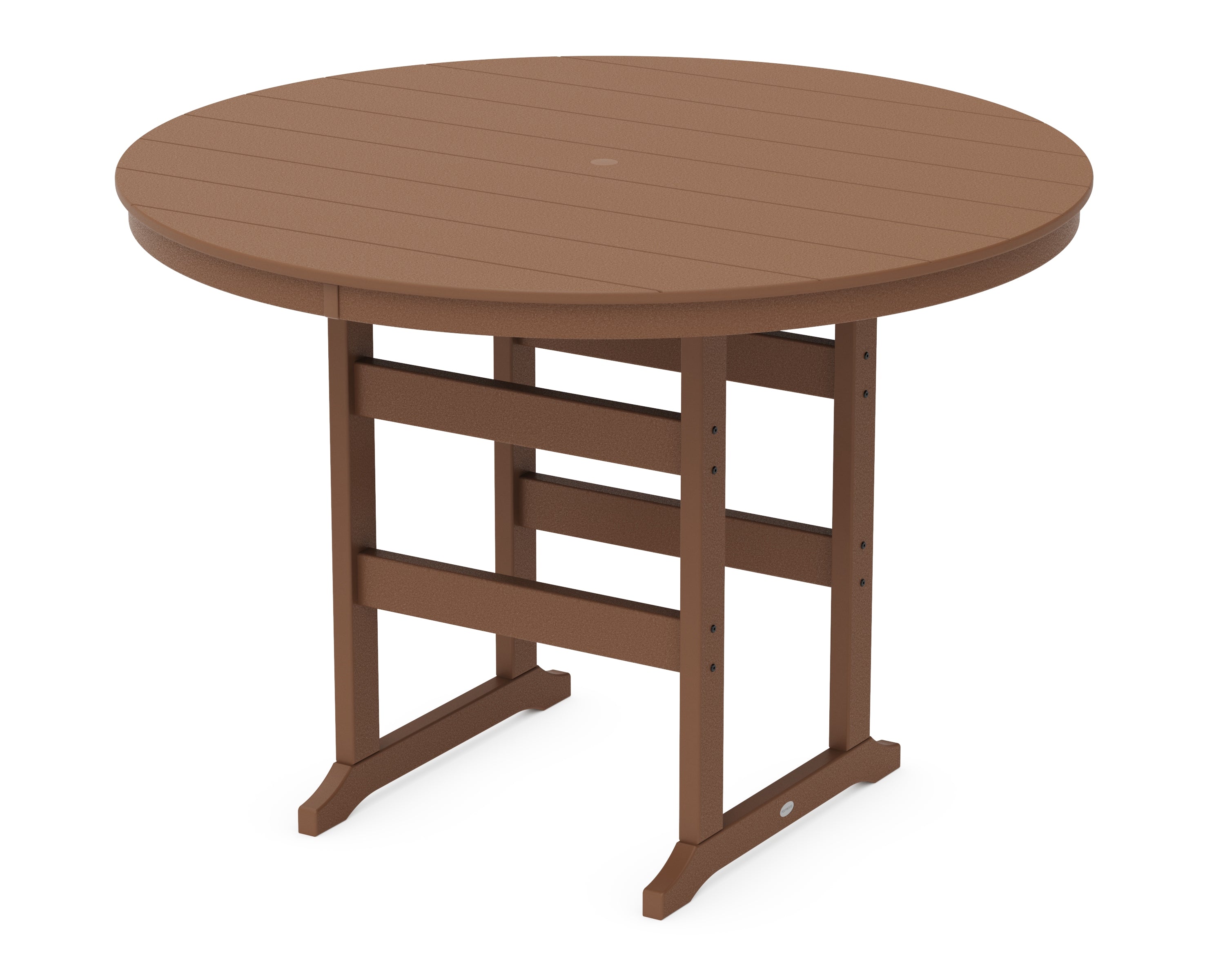 POLYWOOD 60” Round Farmhouse Bar Table in Teak