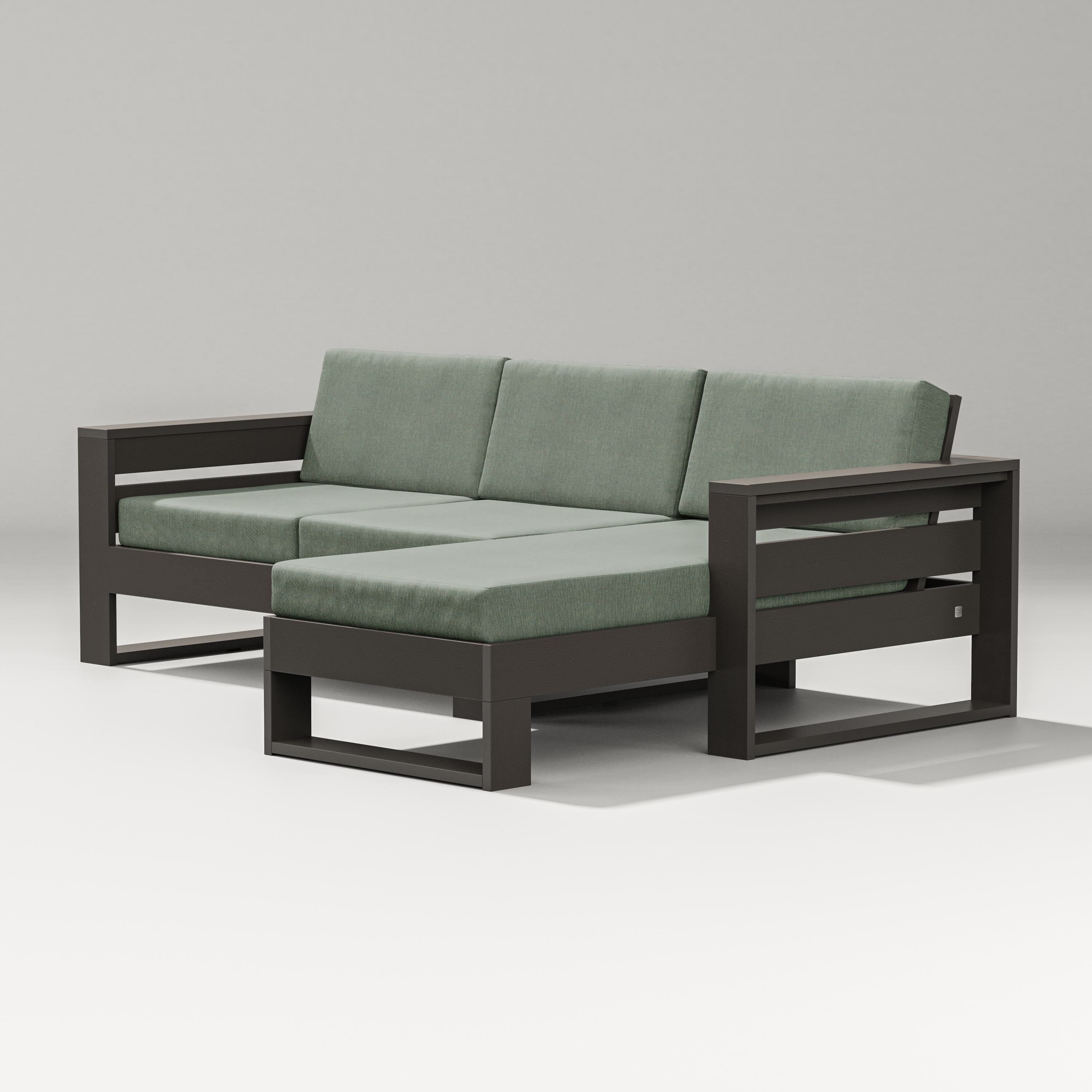 PW Designer Series Latitude Right Chaise Sectional in Vintage Coffee / Cast Sage