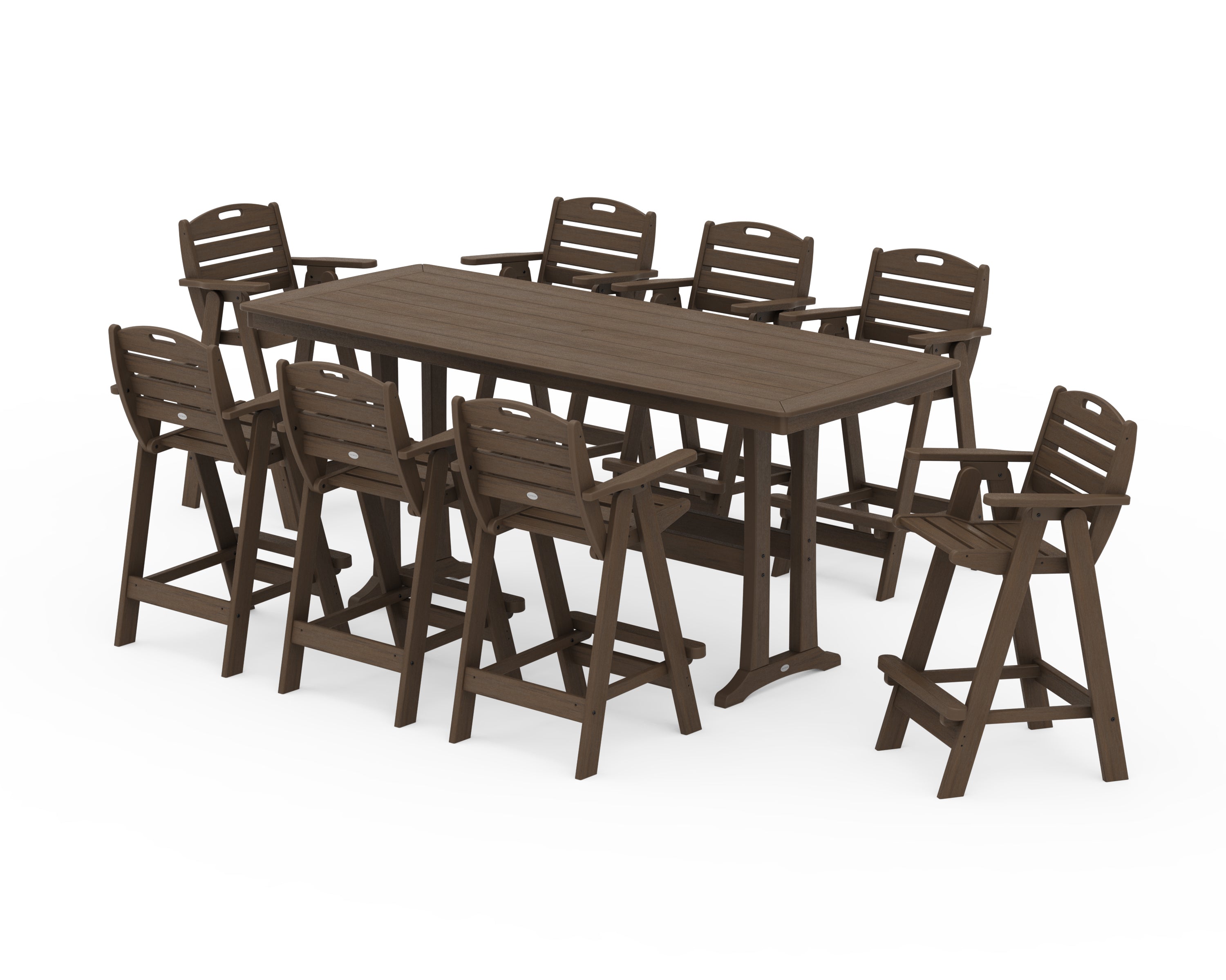 POLYWOOD Nautical 9-Piece Bar Set with Trestle Legs in Kona