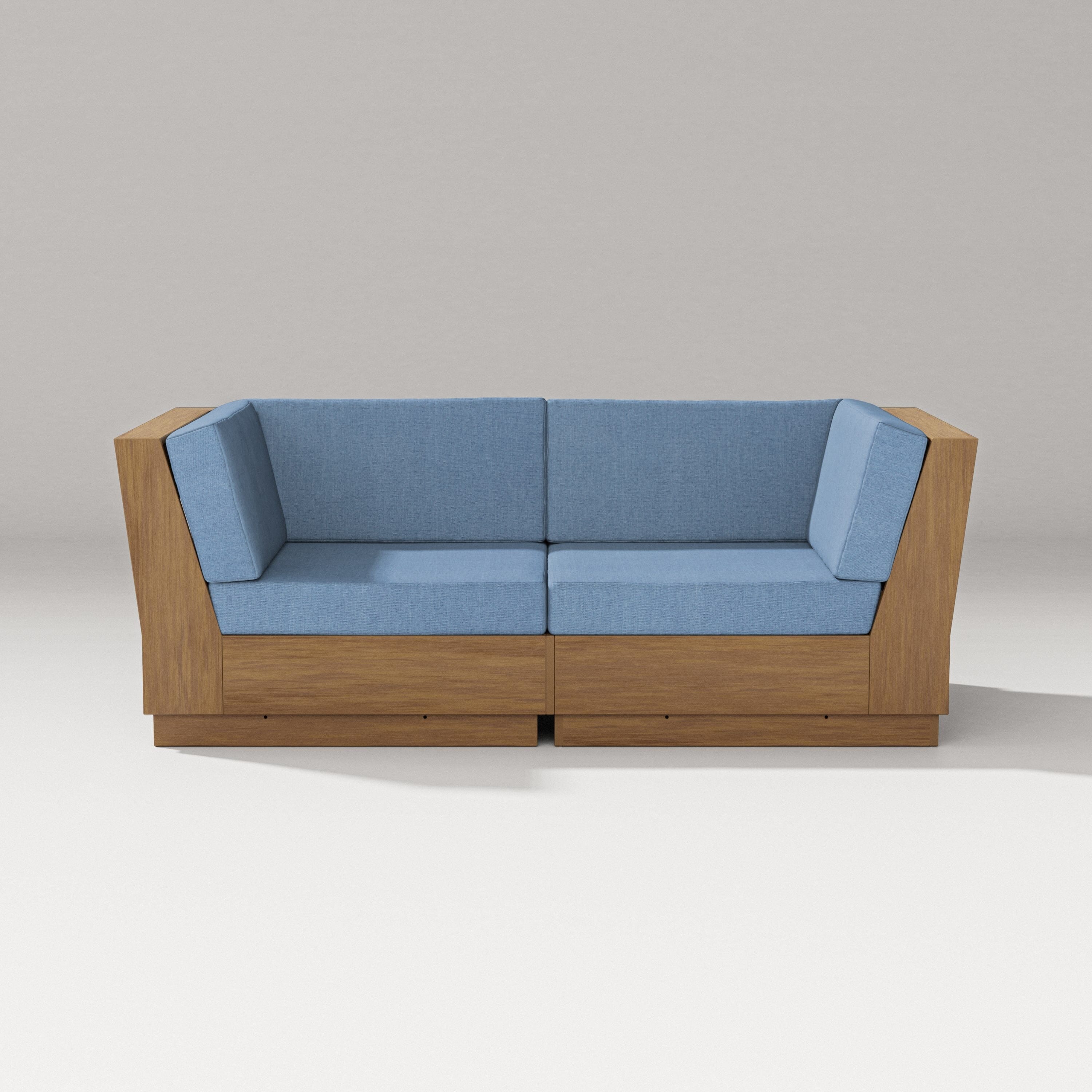 PW Designer Series Elevate Loveseat Sectional in Natural / Sky Blue